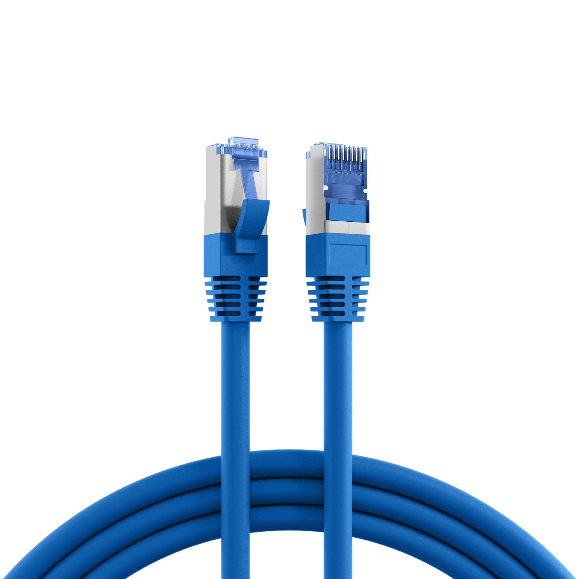 RJ45 Patch Cord Cat.6A S/FTP TPE Cat.7 raw cable superflex blue 2m