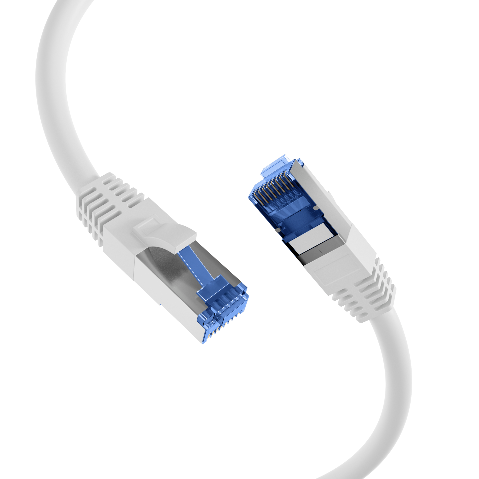 RJ45 Patch Cord Cat.6A S/FTP TPE Cat.7 raw cable superflex white 1,5m