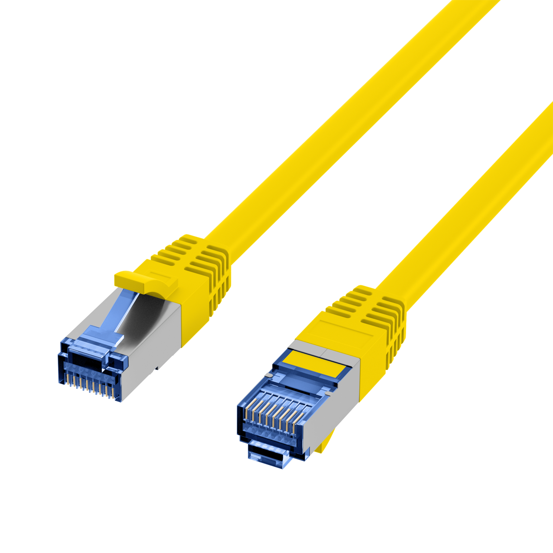 RJ45 Patch Cord Cat.6A S/FTP TPE Cat.7 raw cable superflex yellow 0,5m