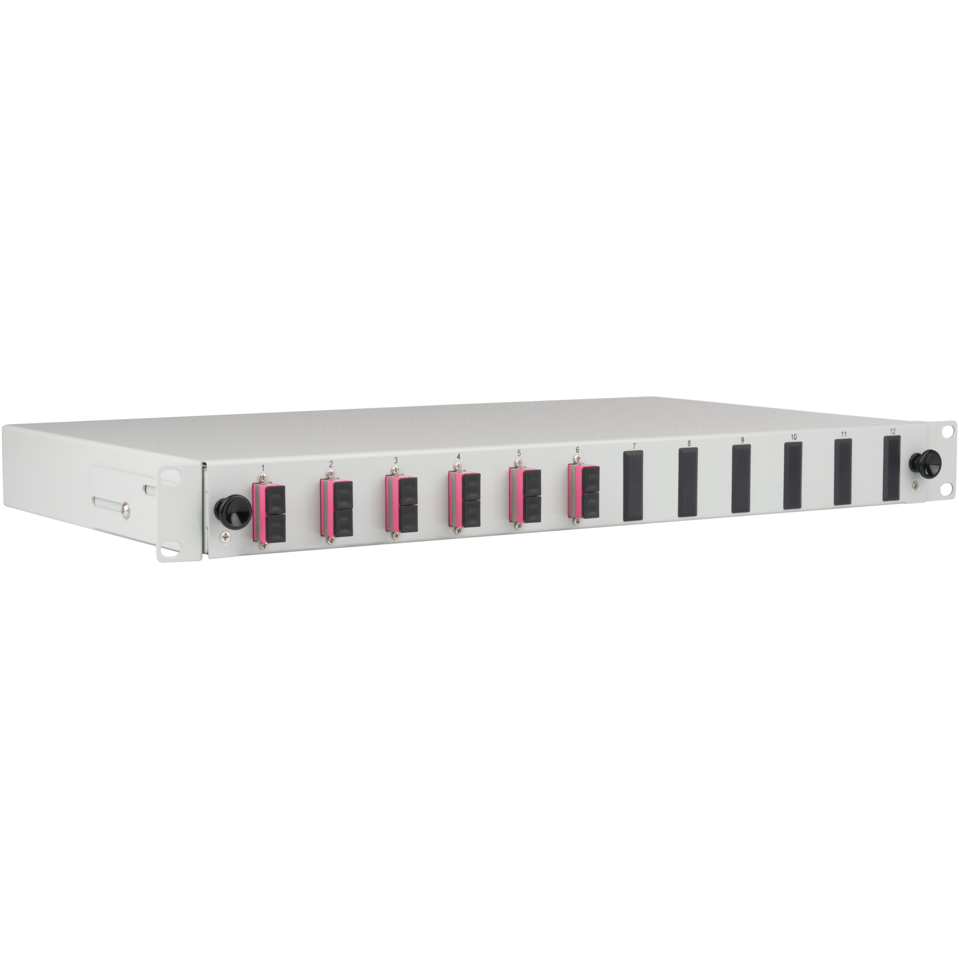Splice box gy sliding SC OM4 12x fanout pigtails and 6x duplex adapter