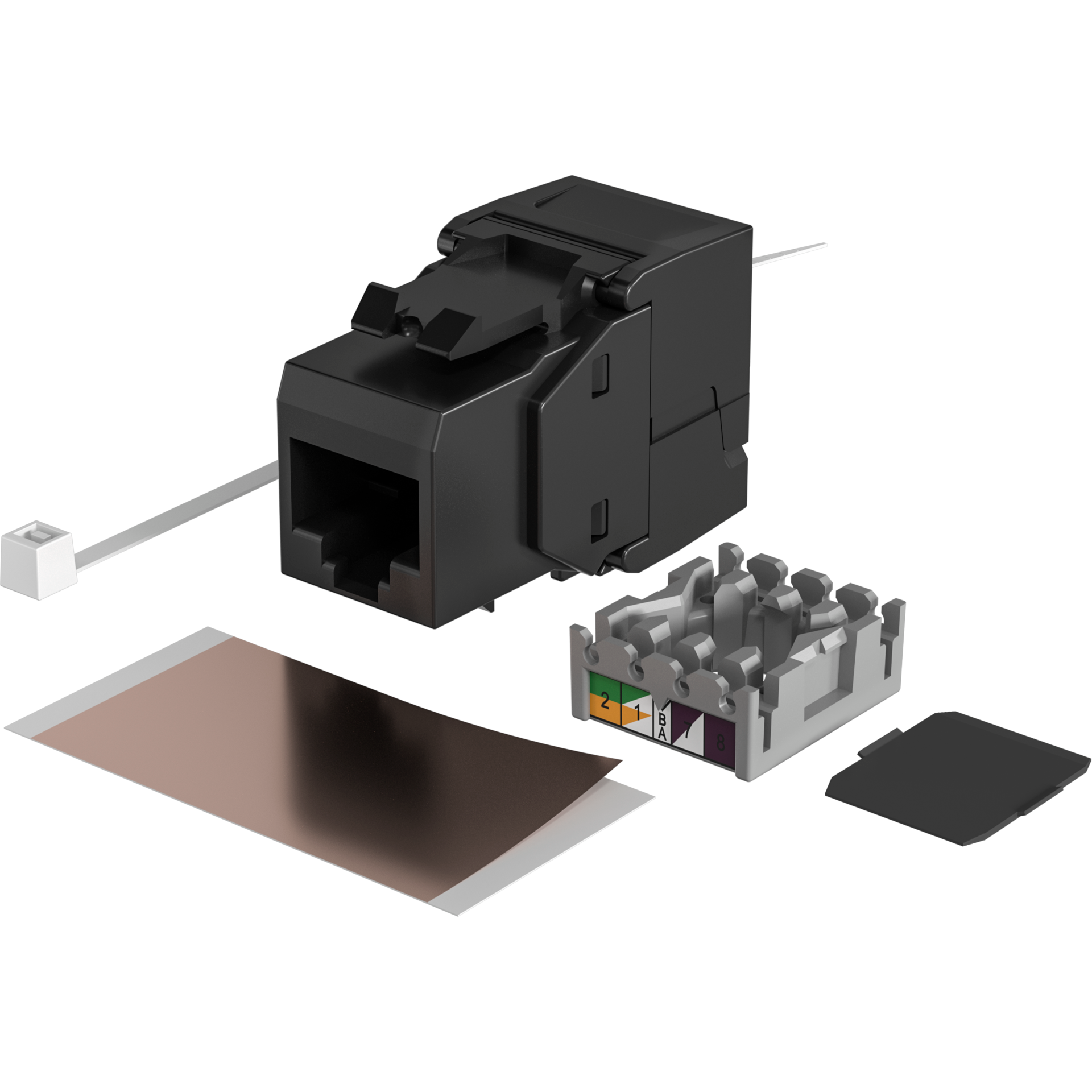 RJ45 Keystone UTP, Cat.6, component certified, black