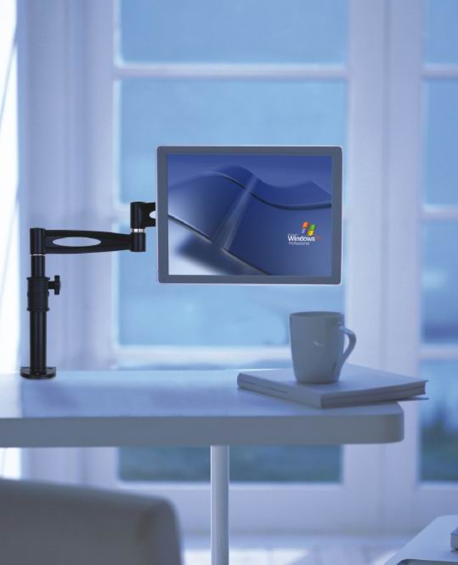 Desk stand for LCD 13"-27", with long arm and clamp