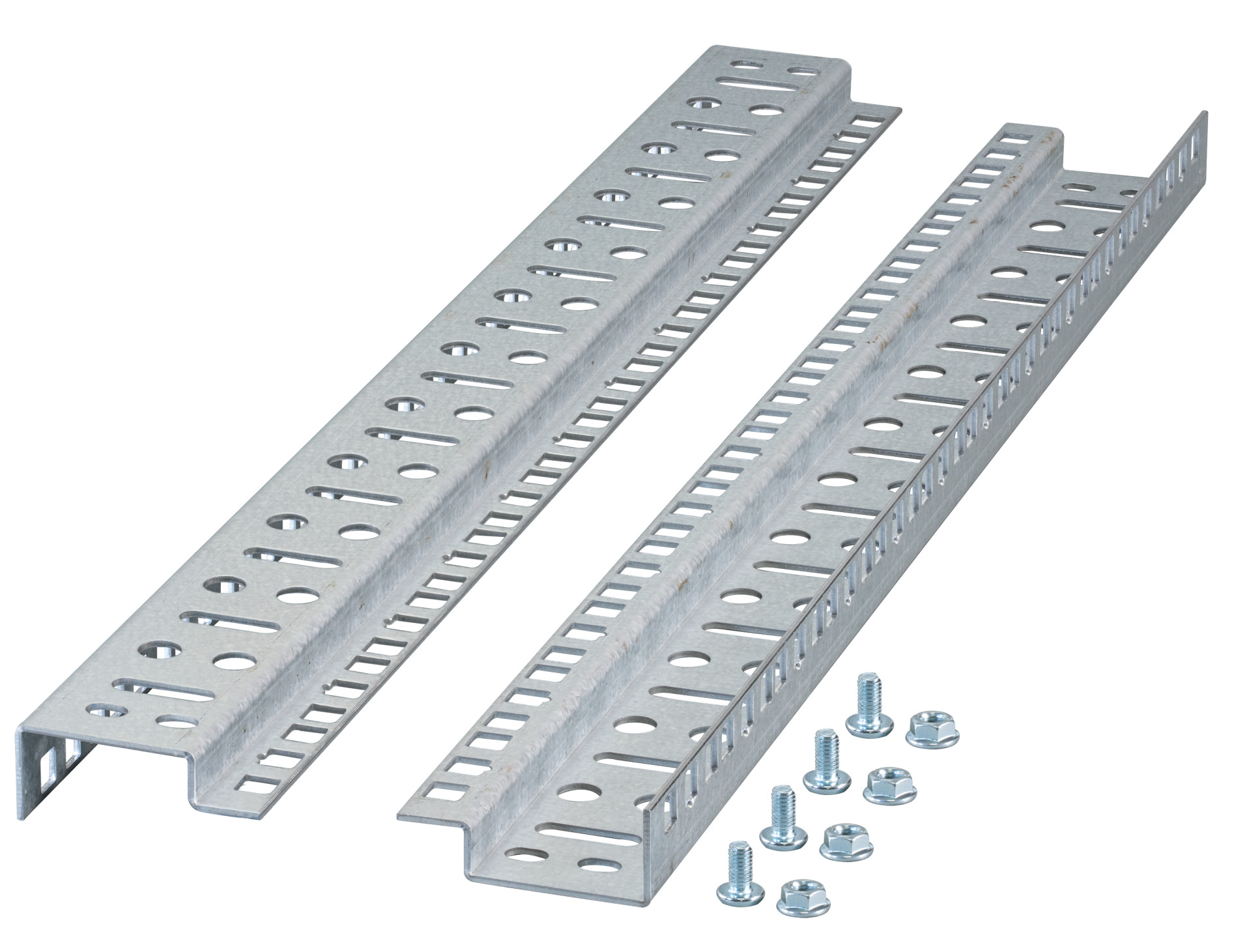 19" Mountring Rails 12U for Wall Housings 1-Part/2-Part, Set 2 Pieces