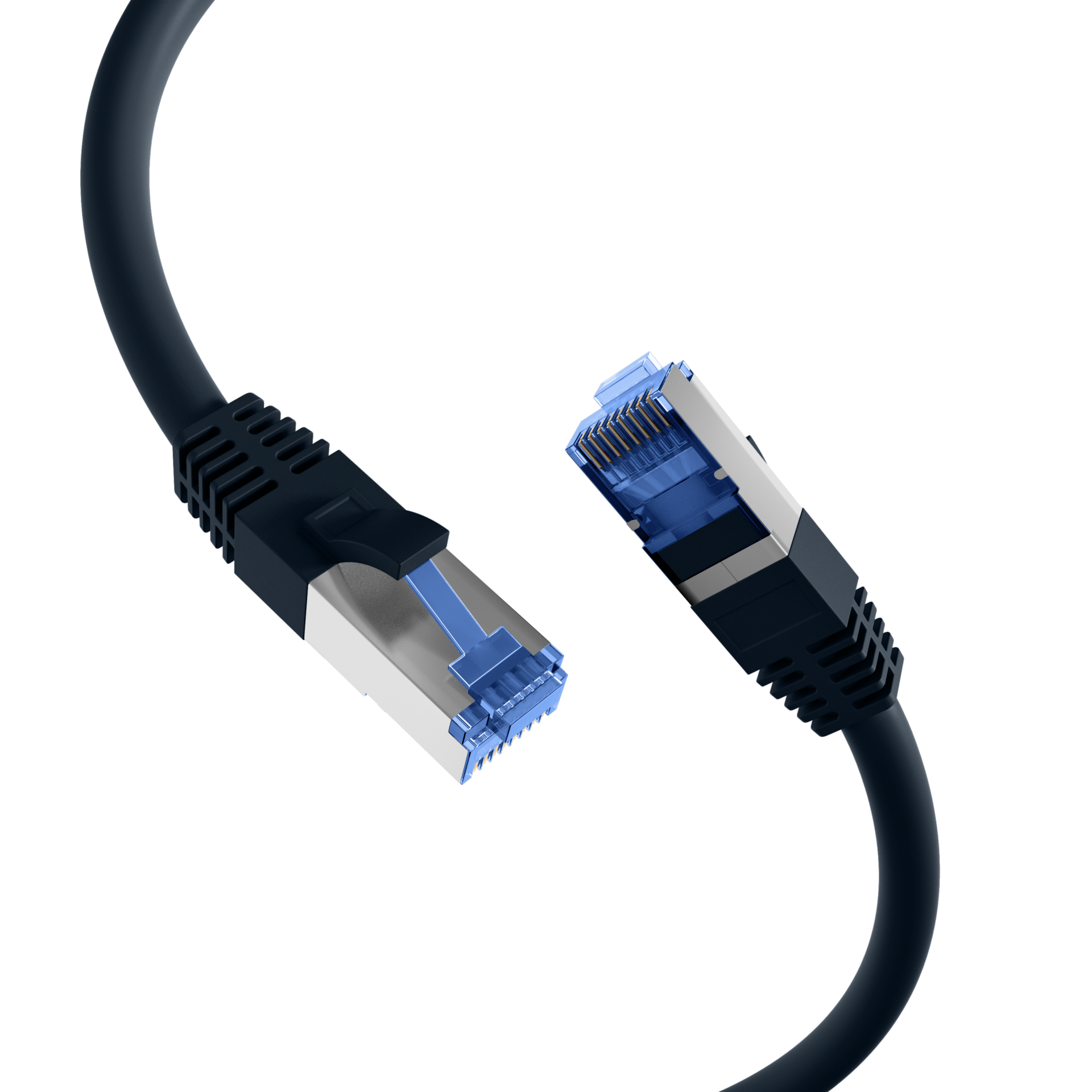 RJ45 Patch Cord Cat.6A S/FTP TPE Cat.7 raw cable superflex black 1m