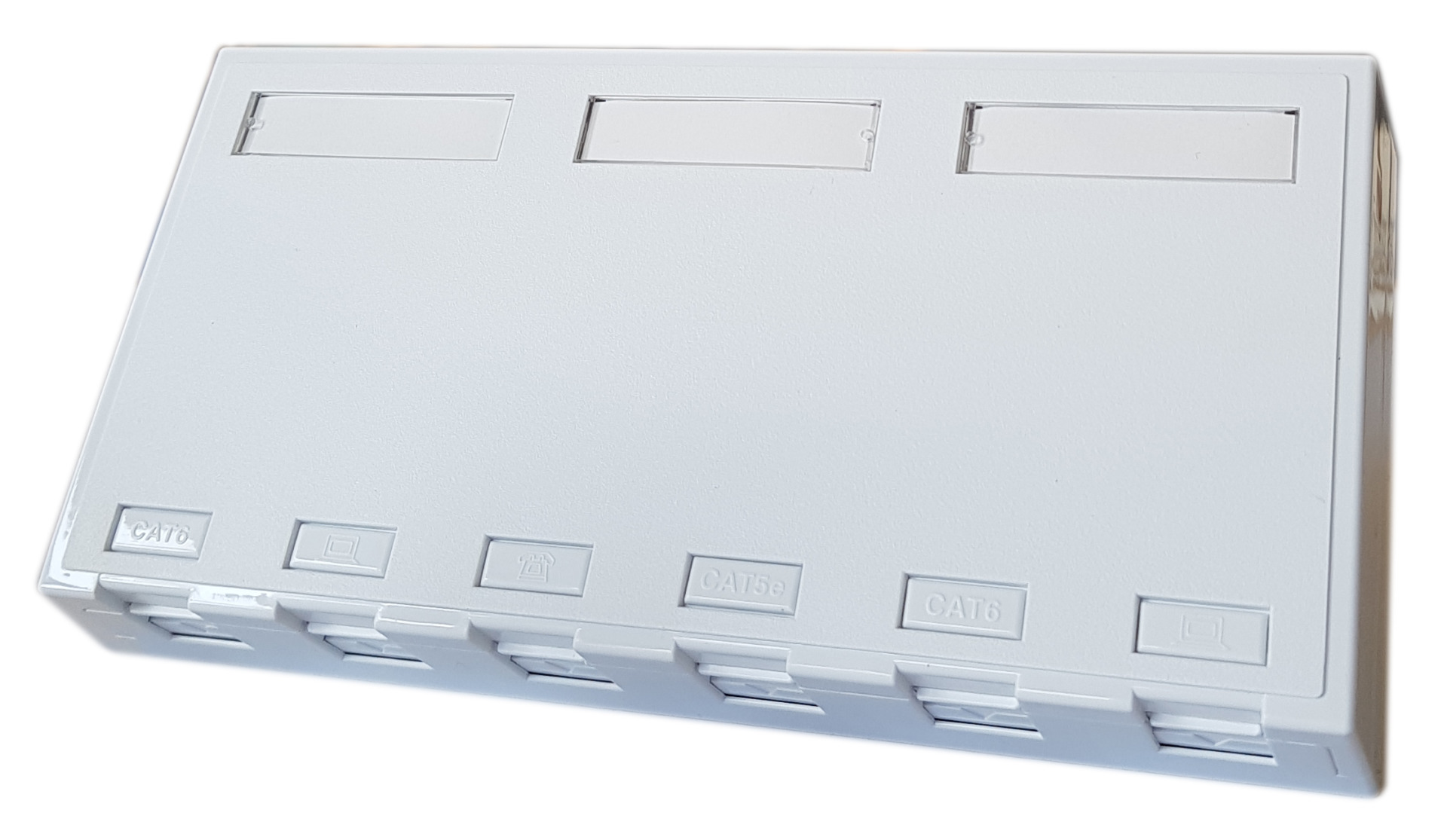Officebox for 6 x RJ45 Keystone w shutter,White RAL 9010