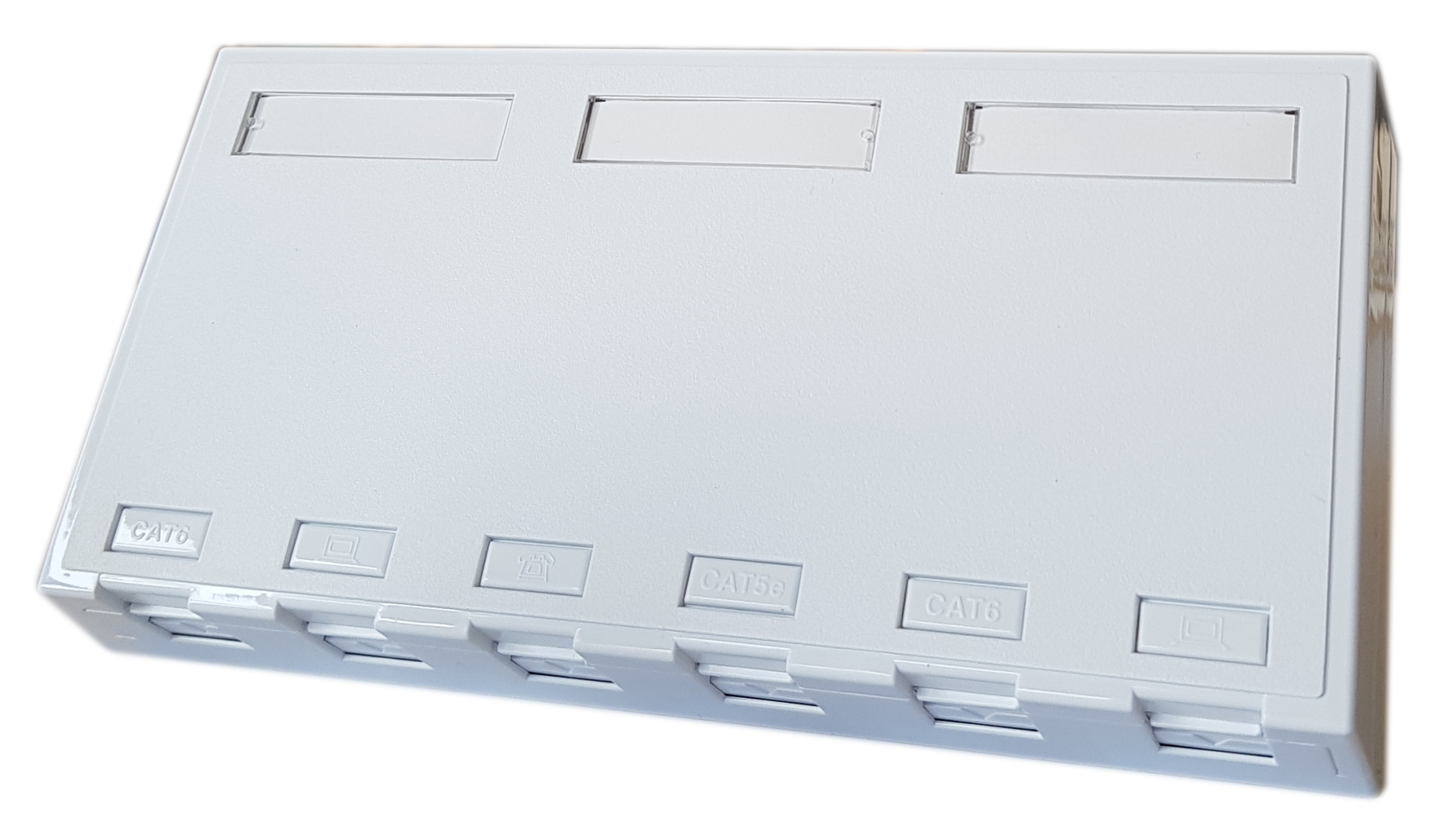 Officebox for 6 x RJ45 Keystone w shutter, White RAL9010