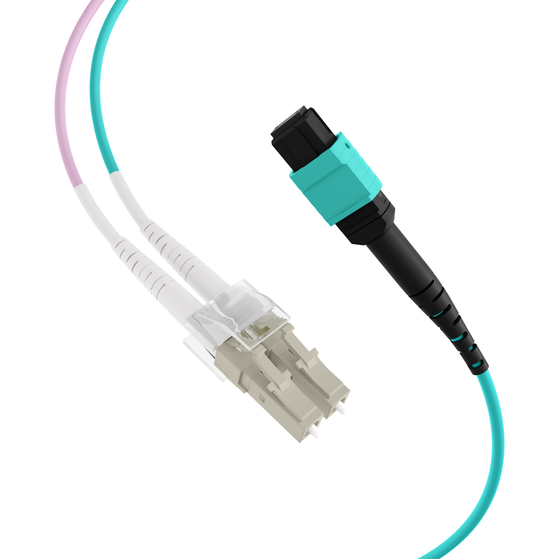 MTP®(F)-LC Trunk cable OM3 12 fibers Typ B LSZH aqua 7,5m