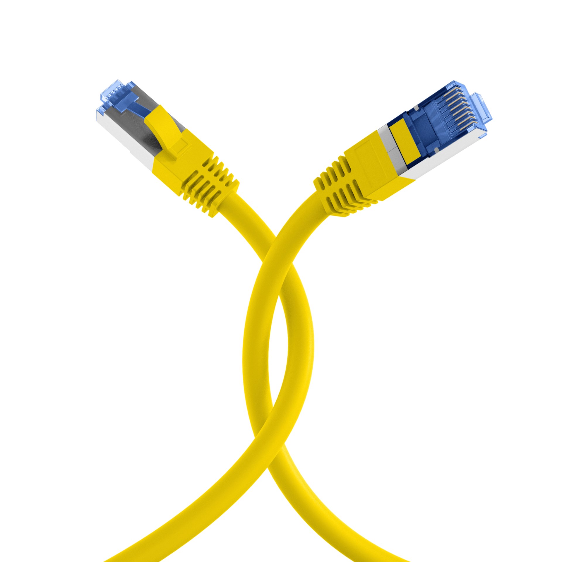 RJ45 Patch Cord Cat.6A S/FTP TPE Cat.7 raw cable superflex yellow 3m