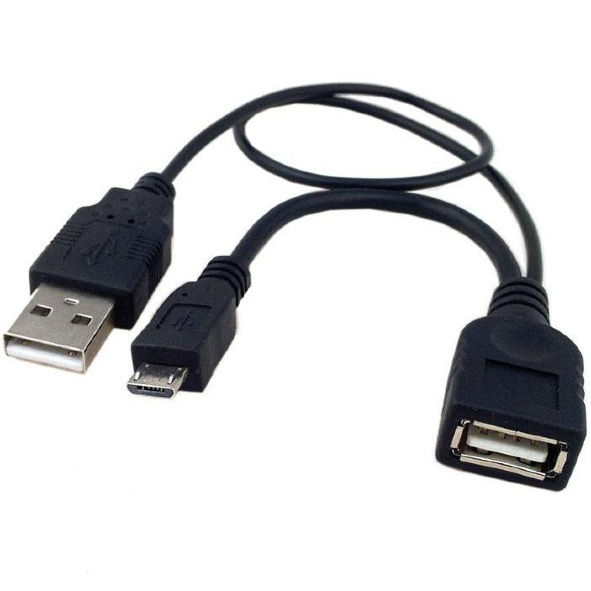 USB 2.0 Cable OTG A F Micro USB M with USB 30cm Black