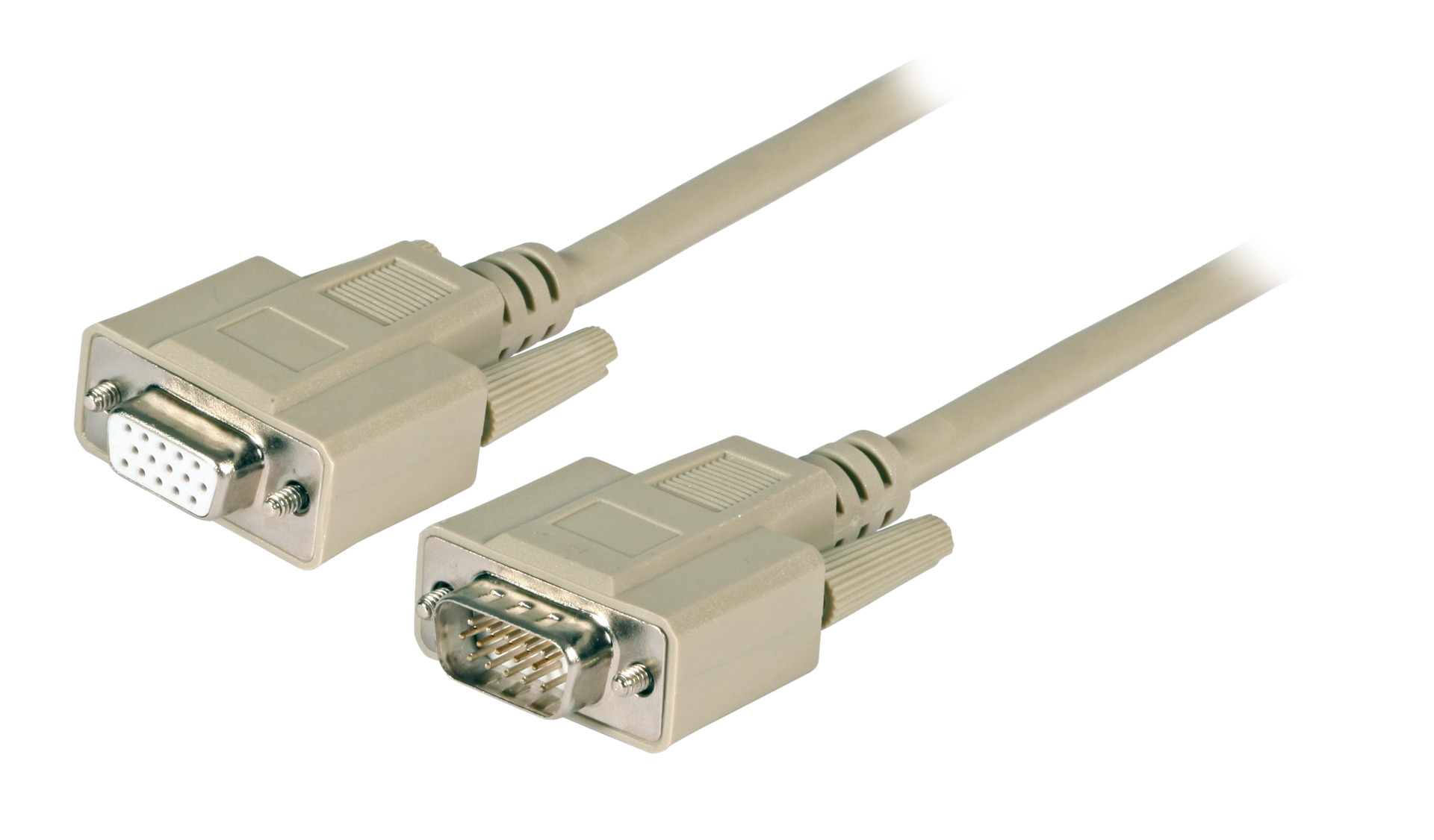 VGA Extension Cable, 2x HD-DSub 15, M-F, 2,0m, beige