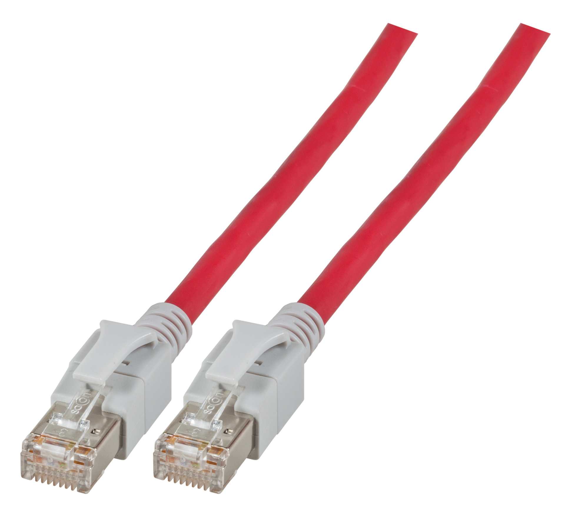 RJ45 Patch cable S/FTP, Cat.6A, VC LED, 1m, red
