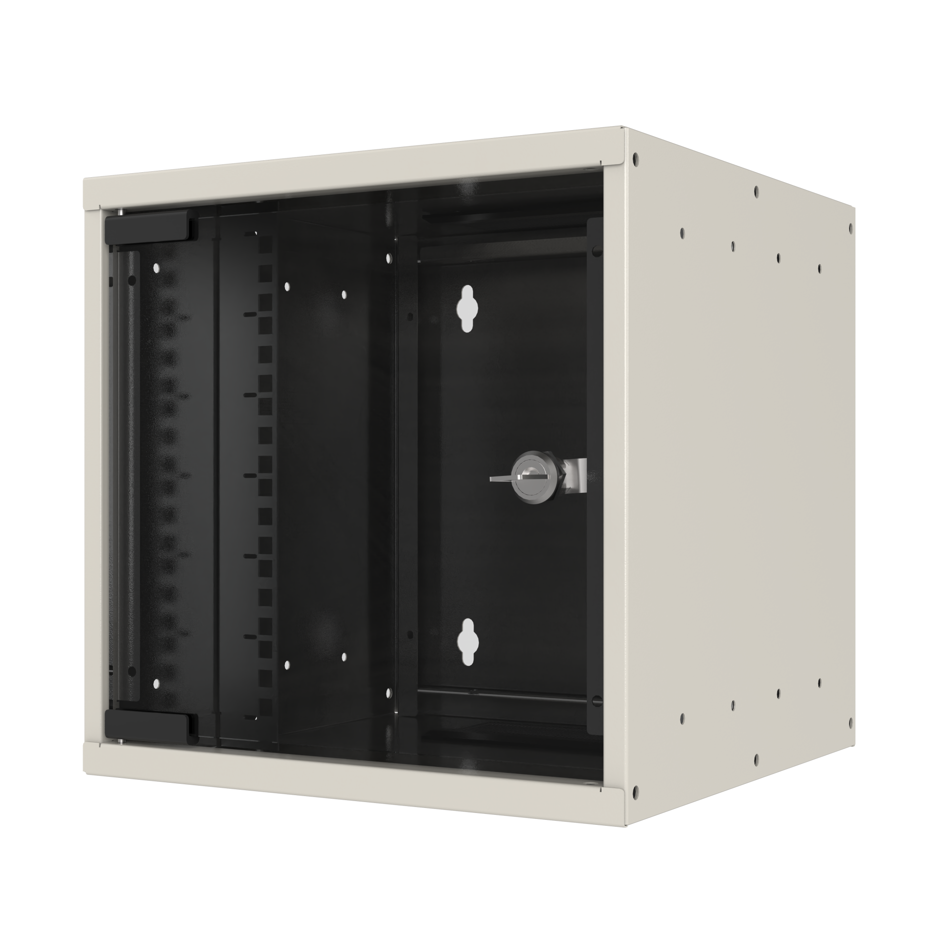 10“ 9U Wall Housing, Depth 300 mm, 1-piece, pre-assembled, RAL9010