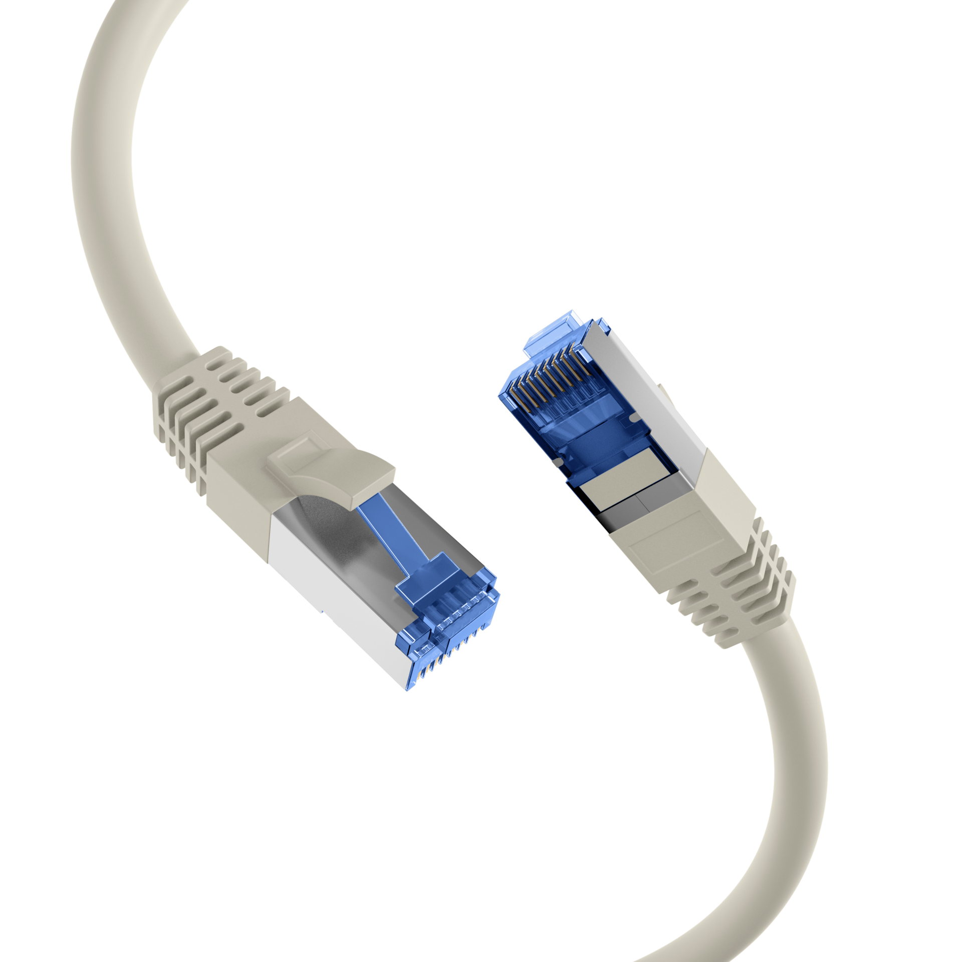 RJ45 Patch Cord Cat.6A S/FTP TPE Cat.7 raw cable superflex grey 15m