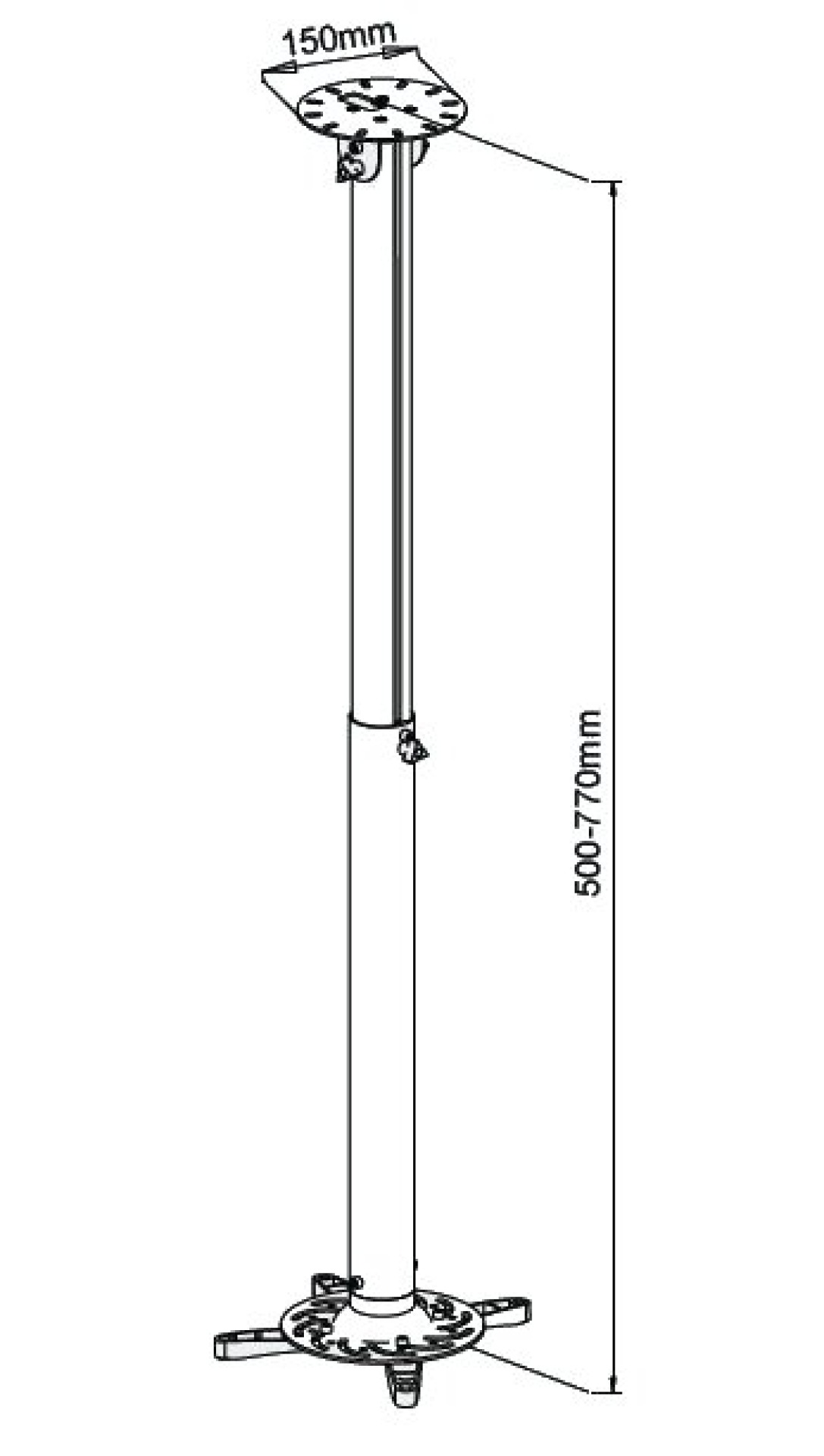 Professional ceiling bracket for projector, 50-77cm ceiling, silver