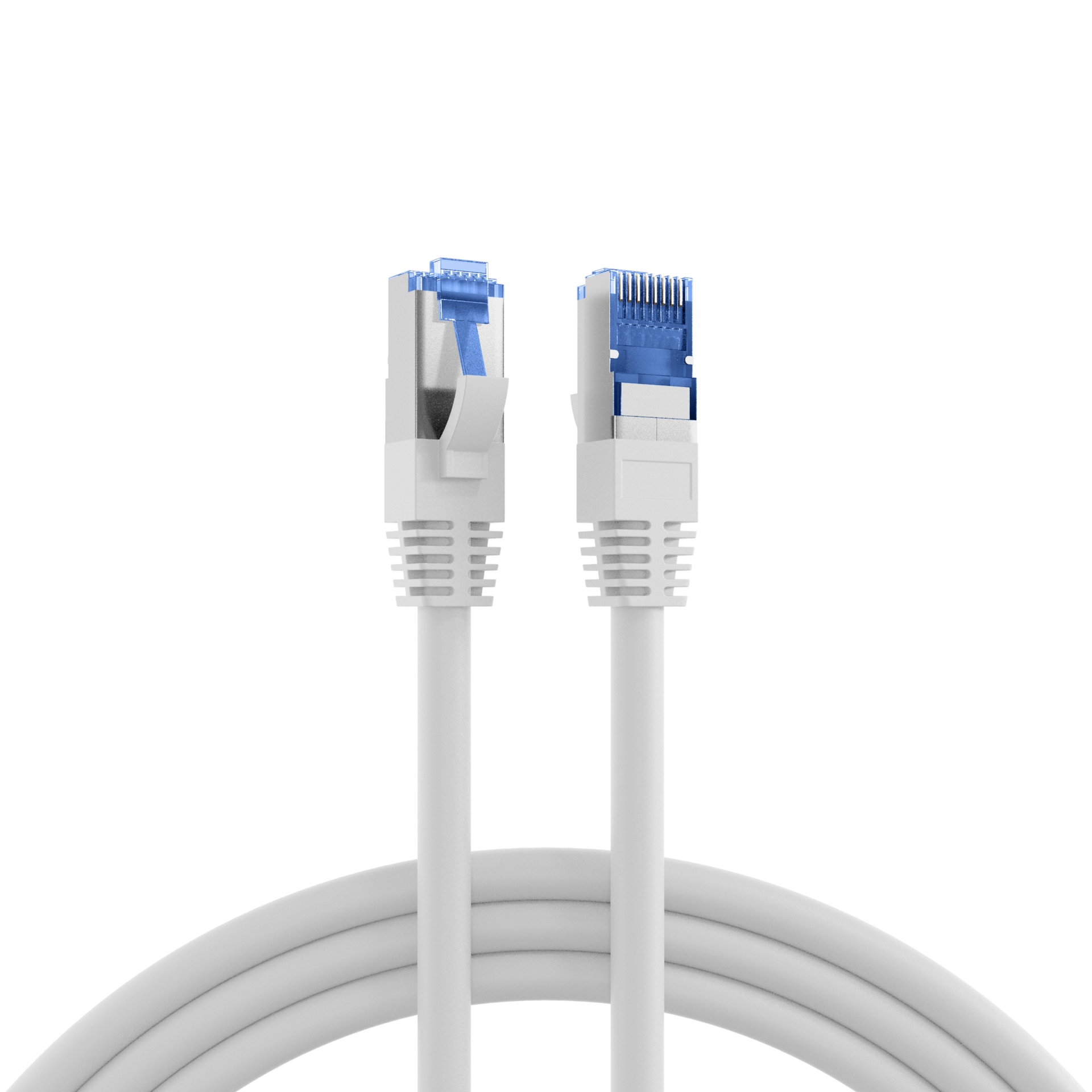 RJ45 Patch Cord Cat.6A S/FTP TPE Cat.7 raw cable superflex white 0,5m