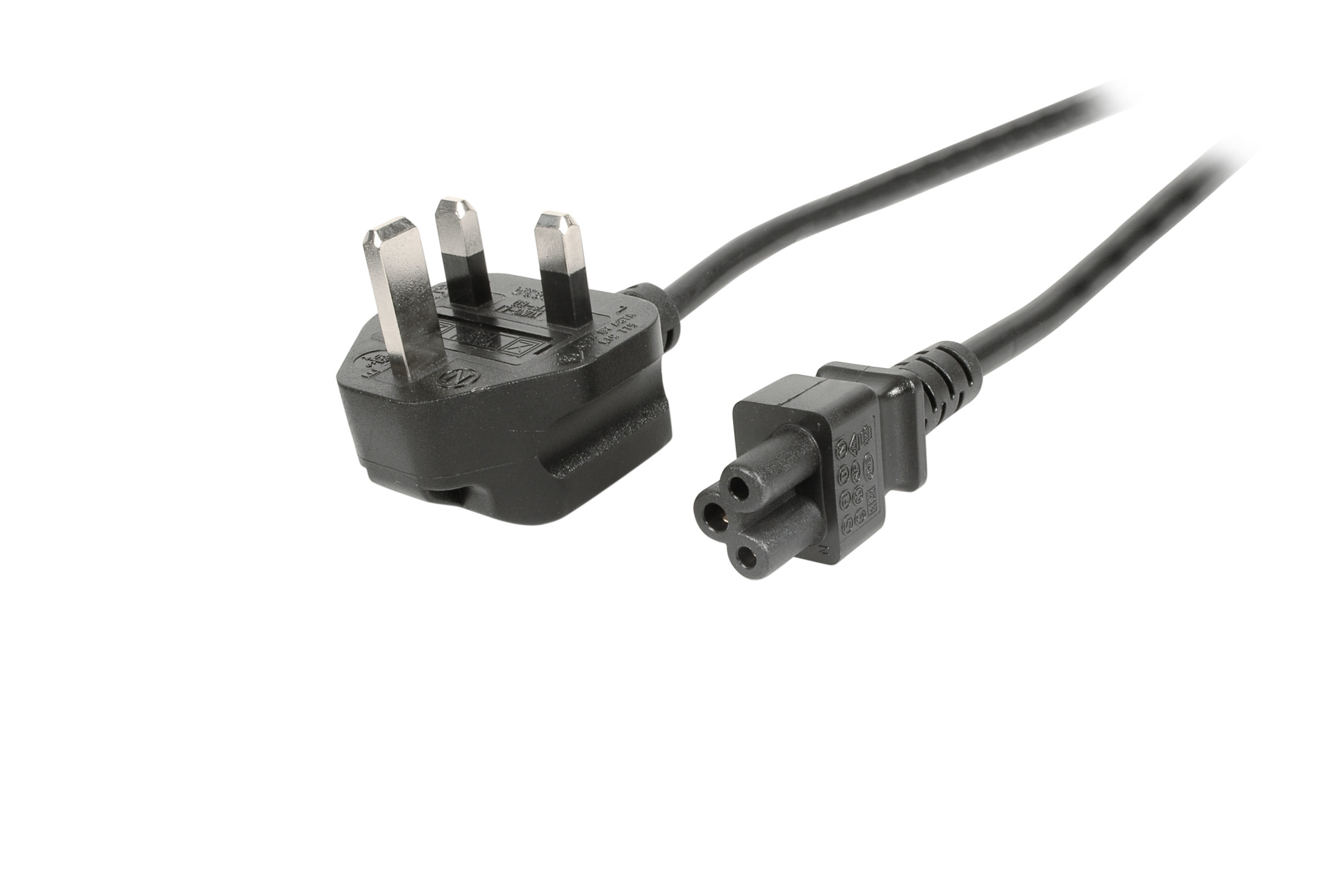 Power Cable UK BS1363A - C5 180°, Black, 1.8 m, 3 x 0.75 mm²