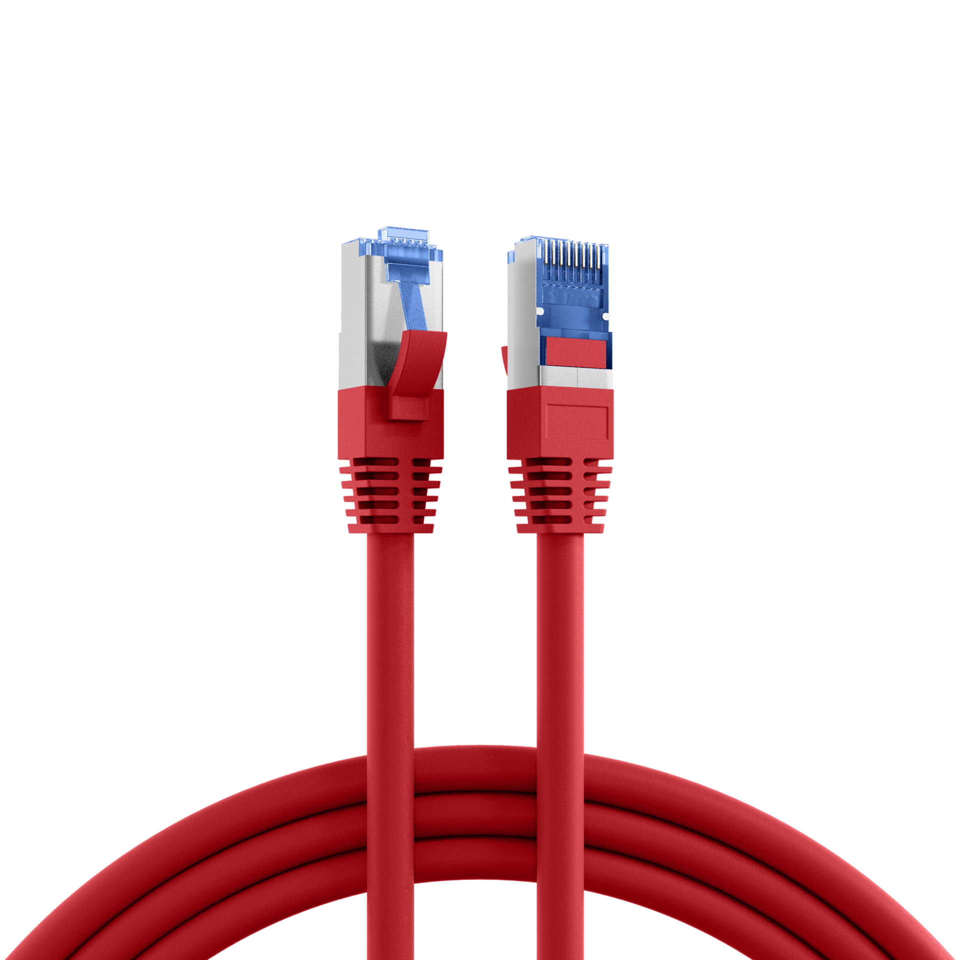 RJ45 Patch Cord Cat.6A S/FTP TPE Cat.7 raw cable superflex red 1m