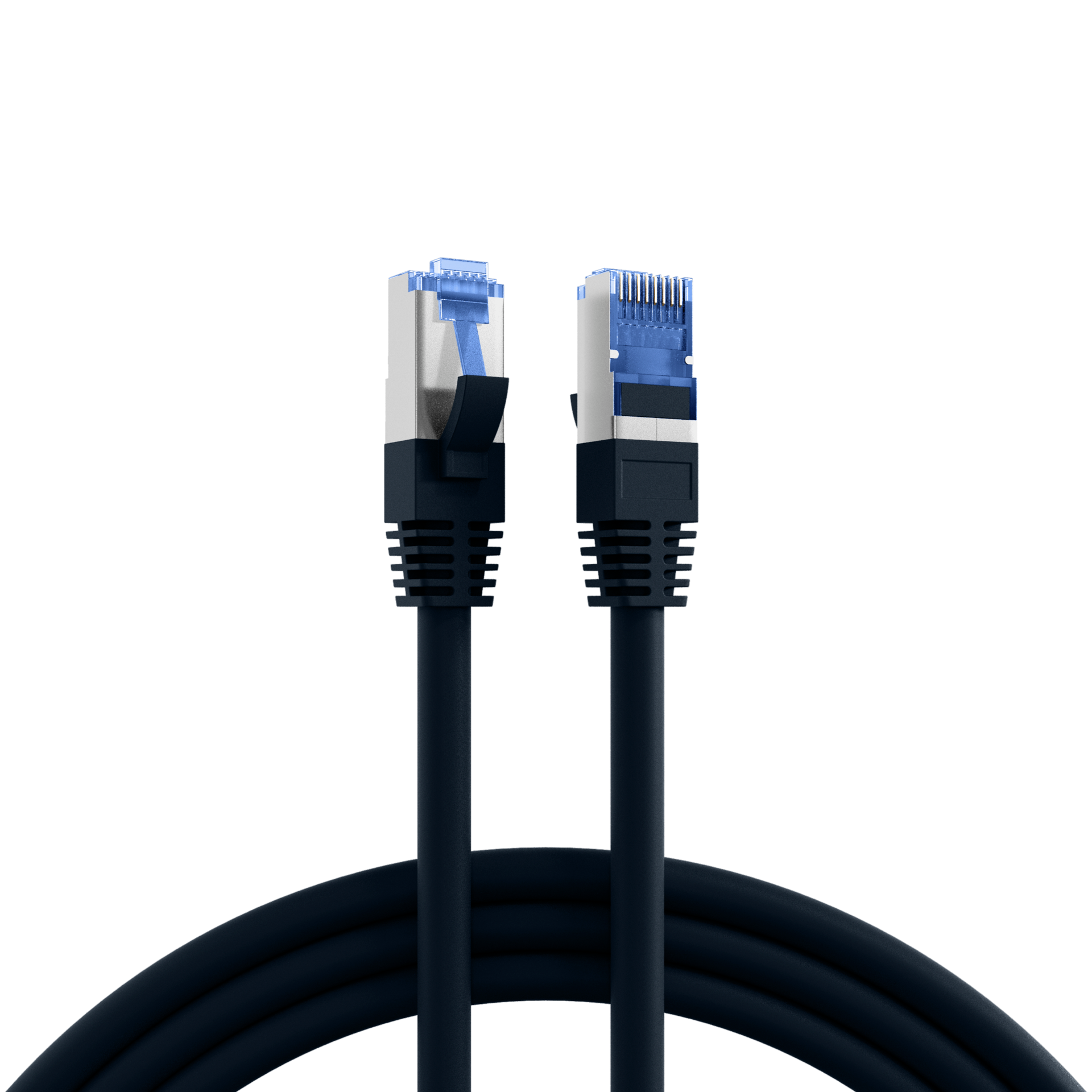 RJ45 Patch Cord Cat.6A S/FTP TPE Cat.7 raw cable superflex black 3m