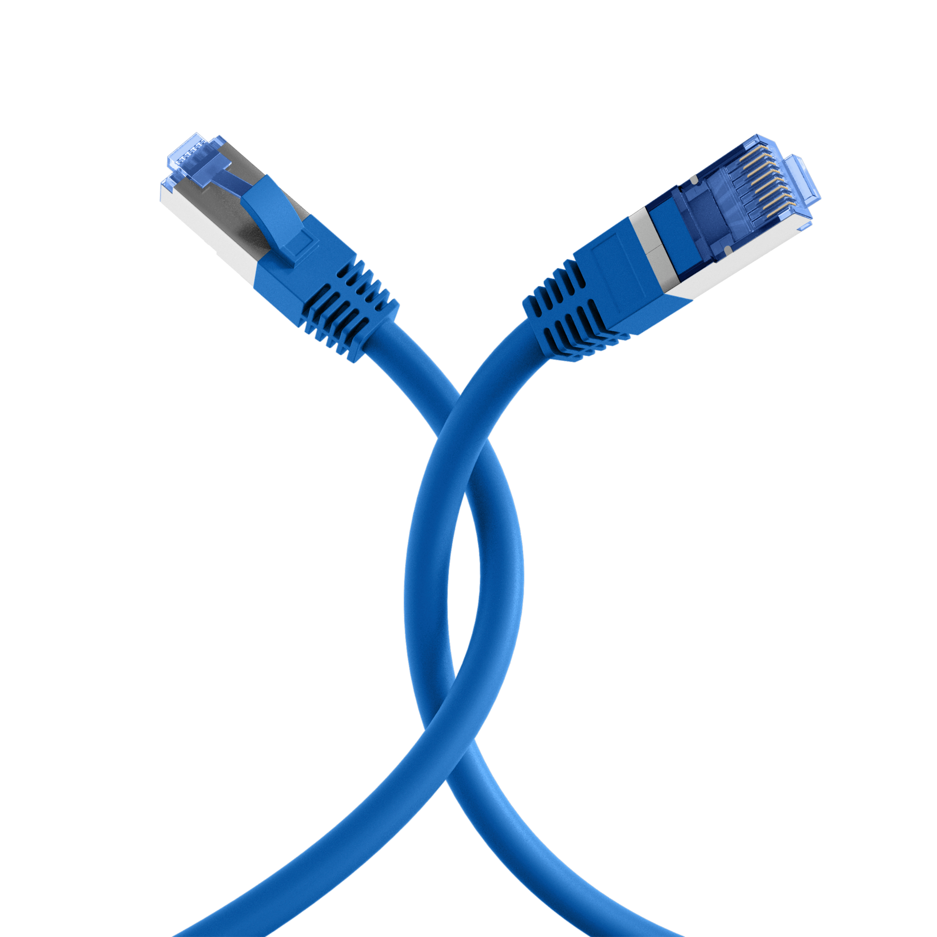 RJ45 Patch Cord Cat.6A S/FTP TPE Cat.7 raw cable superflex blue 20m