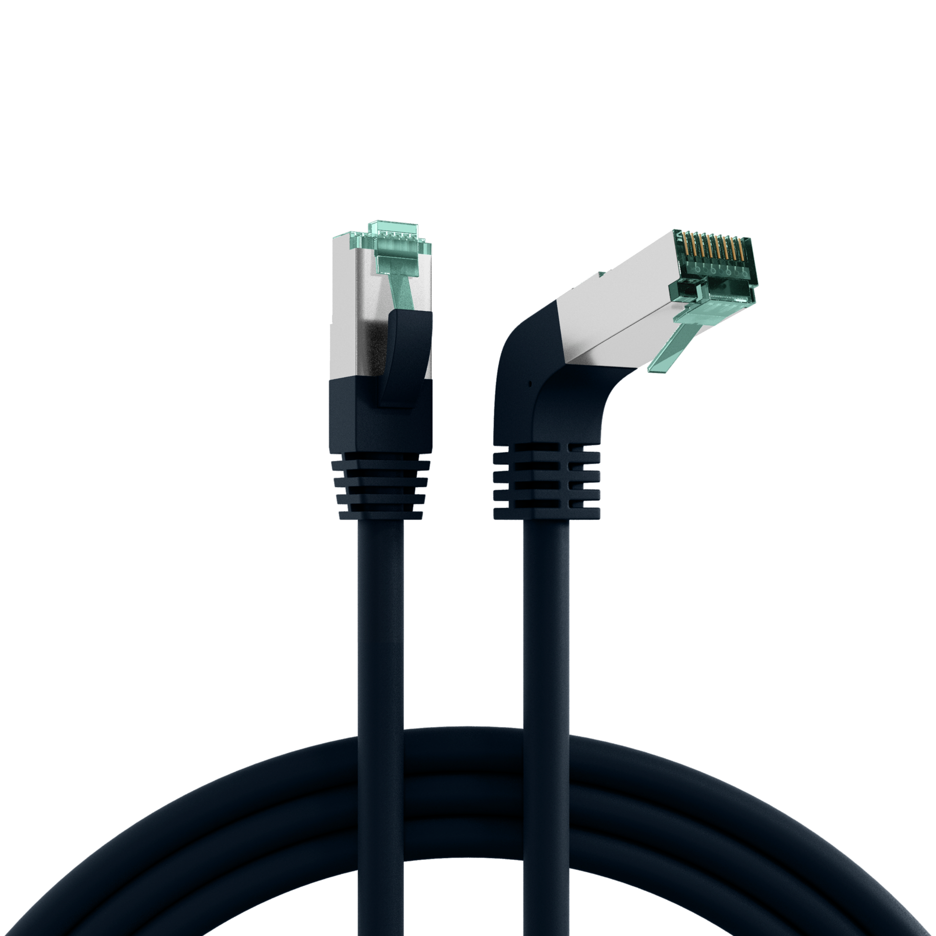 RJ45 Patch Cord Cat.6A S/FTP LSZH 1x90° black 1m