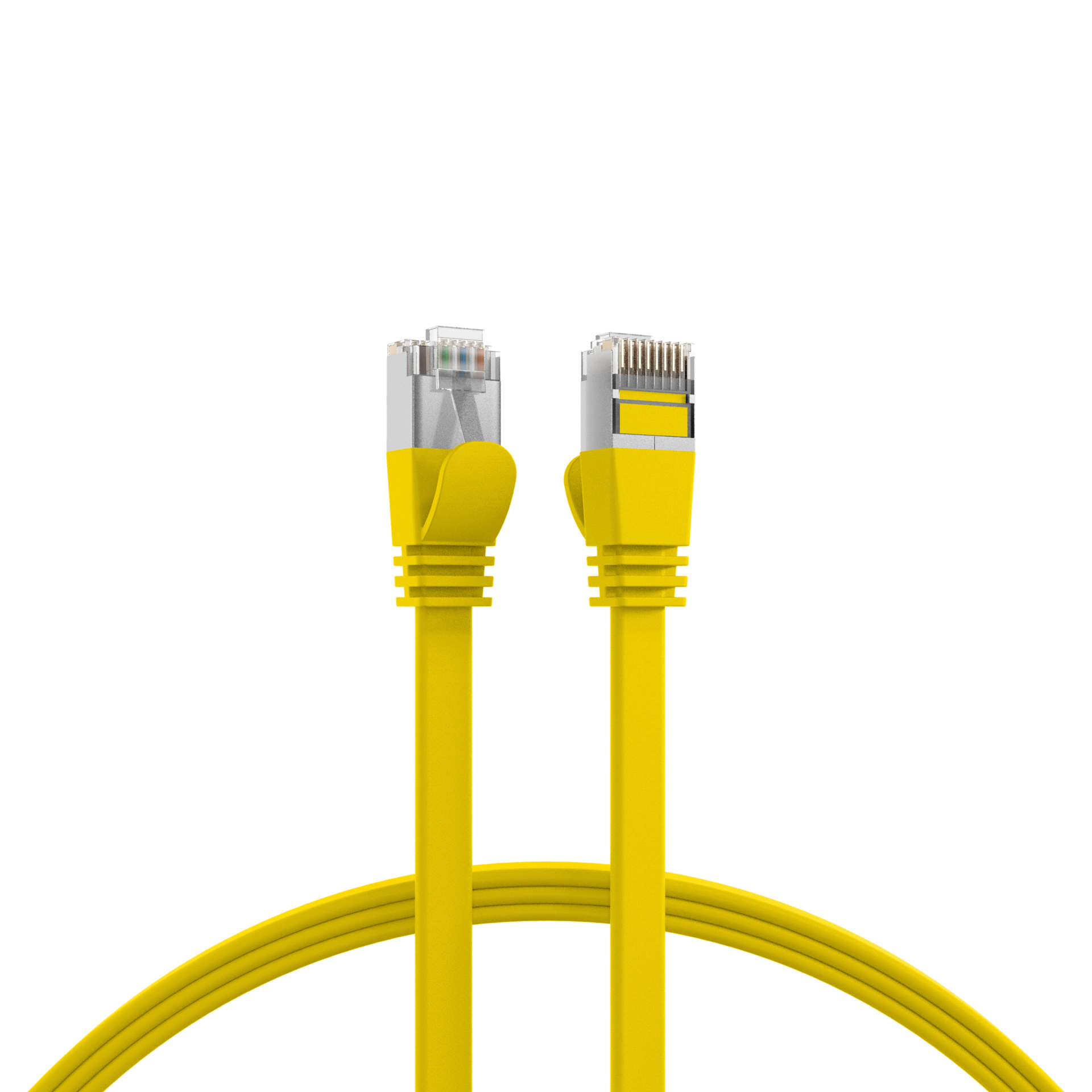 RJ45 Flat Patch Cord Cat.6A U/FTP PVC yellow 0,5m