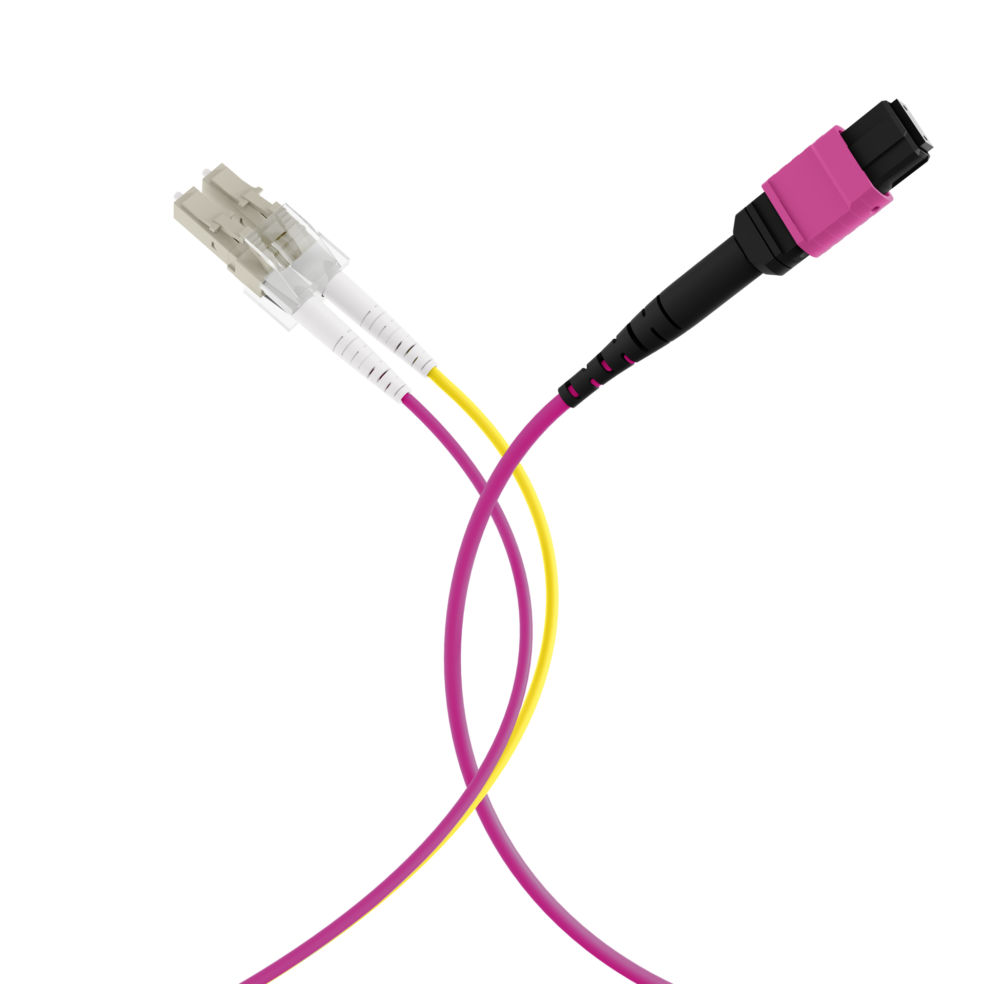 MTP®(F)-LC Trunk cable OM4 8 fibers Typ B LSZH erica-violet 1m