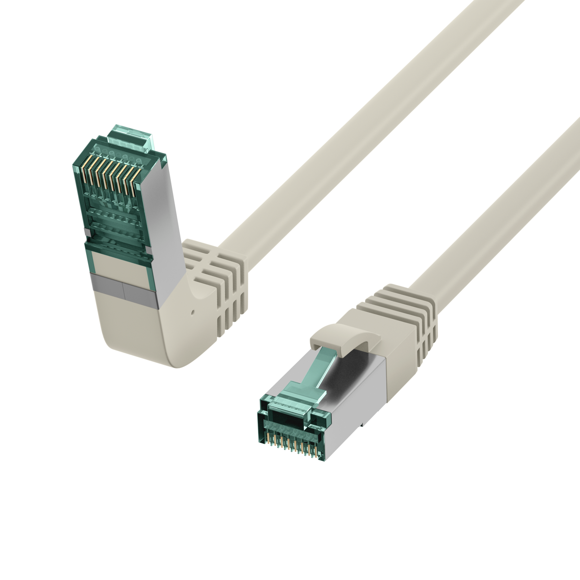 RJ45 Patch Cord Cat.6A S/FTP LSZH 1x90° grey 0,5m