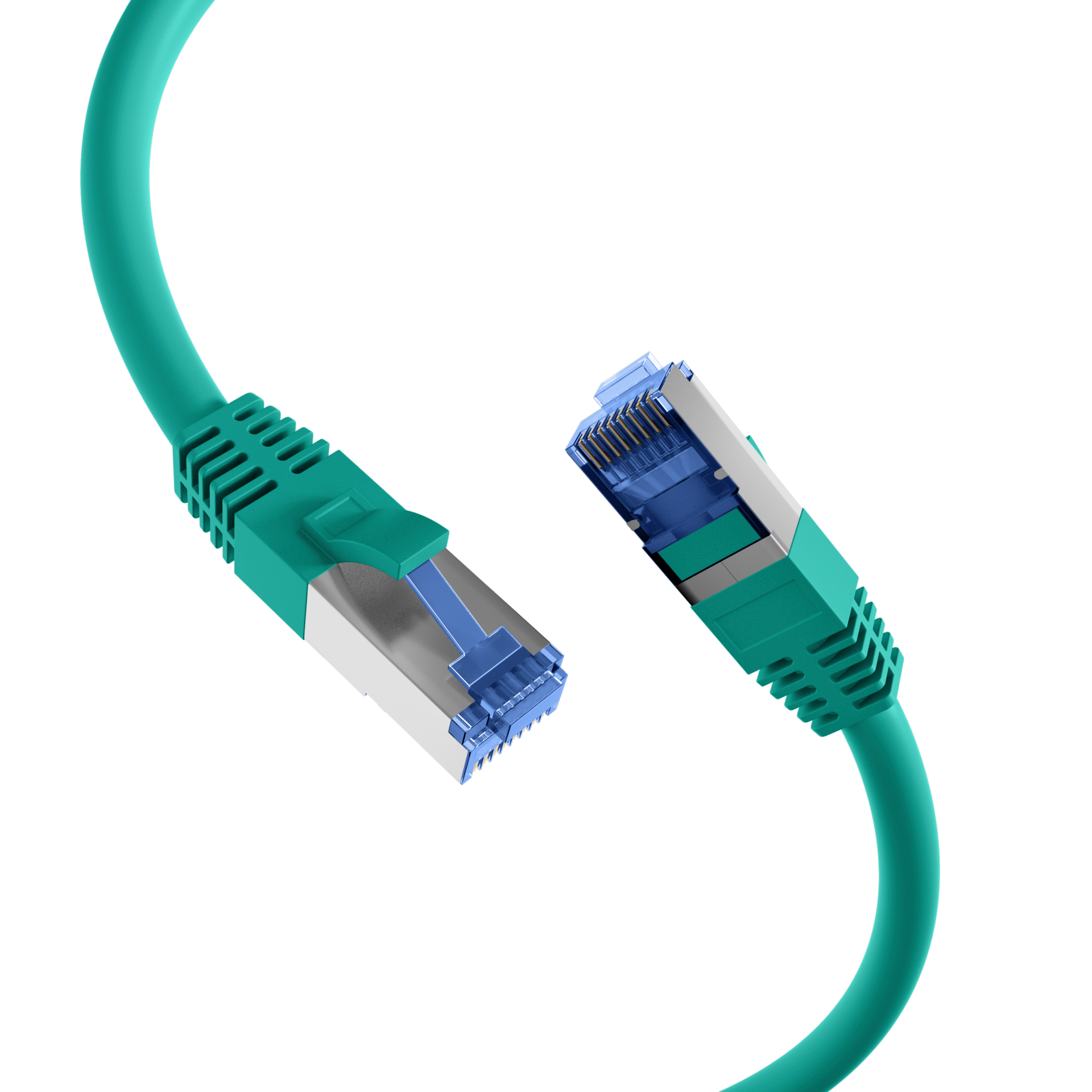 RJ45 Patch Cord Cat.6A S/FTP TPE Cat.7 raw cable superflex green 0,25m