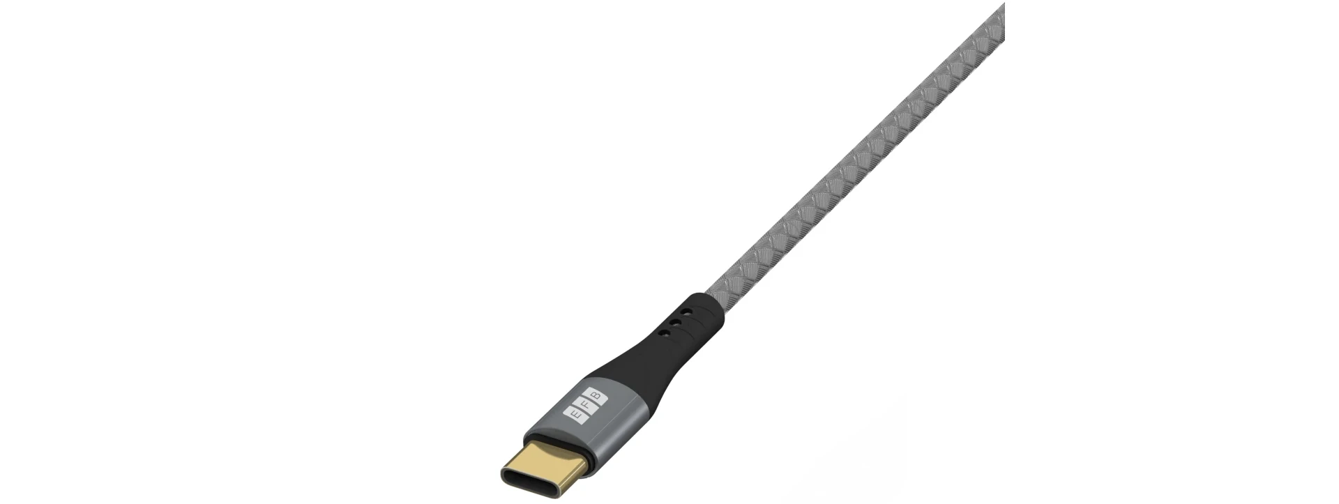 USB-C-kabel fra EFB-Elektronik med forgyldt stik og slidstærk tekstilkappe til hurtig dataoverførsel og opladning