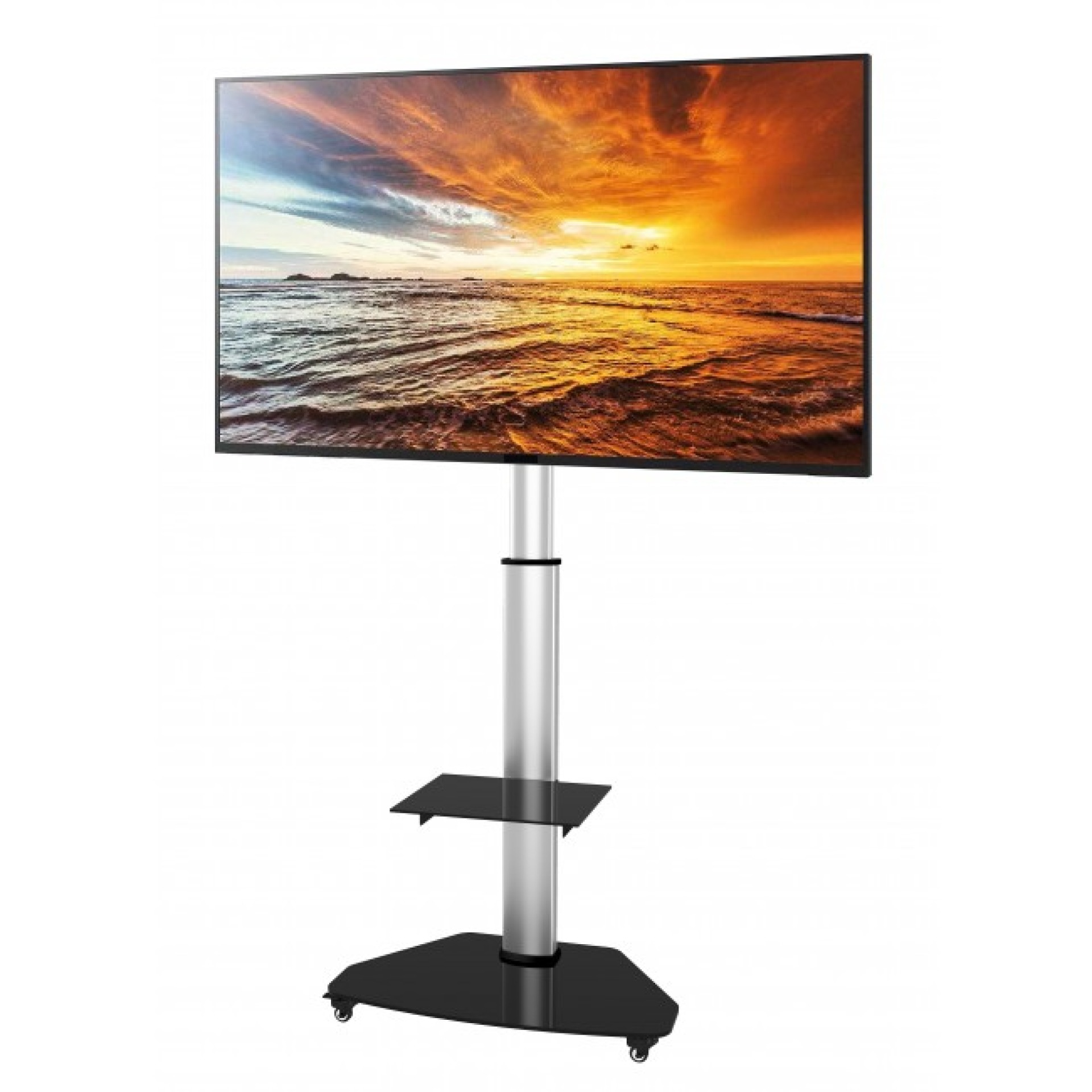 TV Trolley for LCD LED TV 37-70" silver, with shelve
