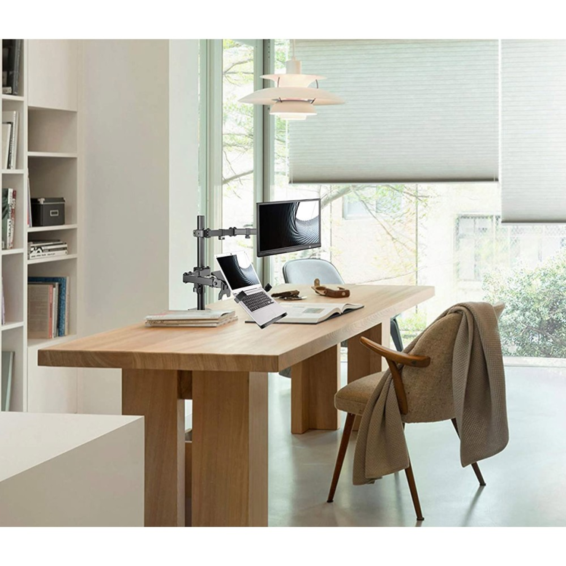 Techly desk mount for 13-32" monitor and laptop shelf