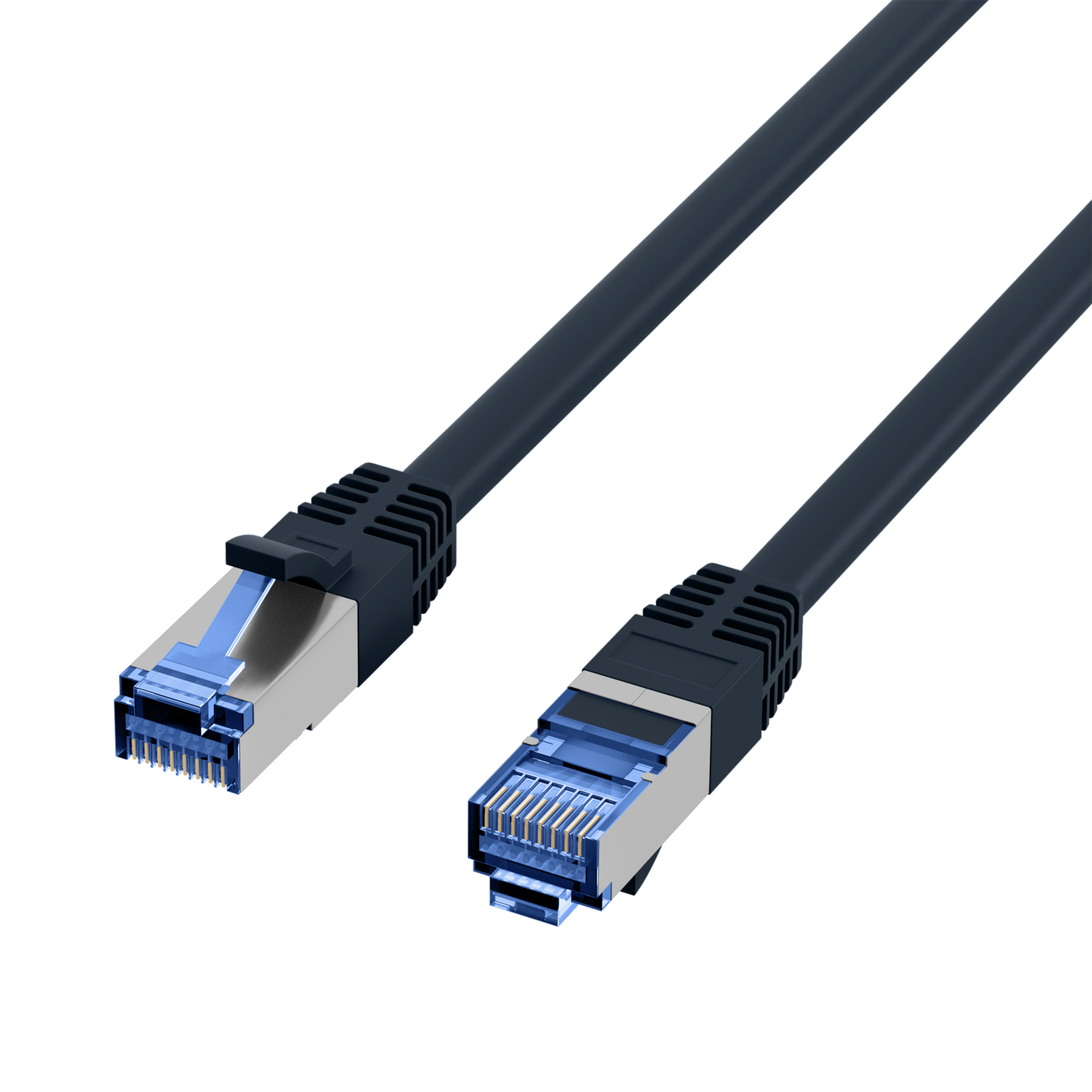 RJ45 Patch Cord Cat.6A S/FTP TPE Cat.7 raw cable superflex black 2m