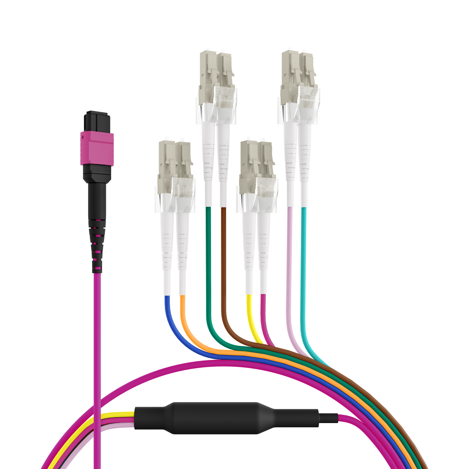 MTP®(F)-LC Trunk cable OM4 8 fibers Typ B LSZH erica-violet 30m