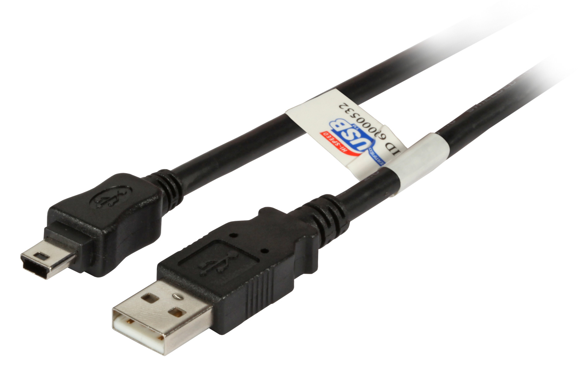 USB2.0 Connection Cable A-Mini B (5pol), M-M, 1.8m, black, Premium