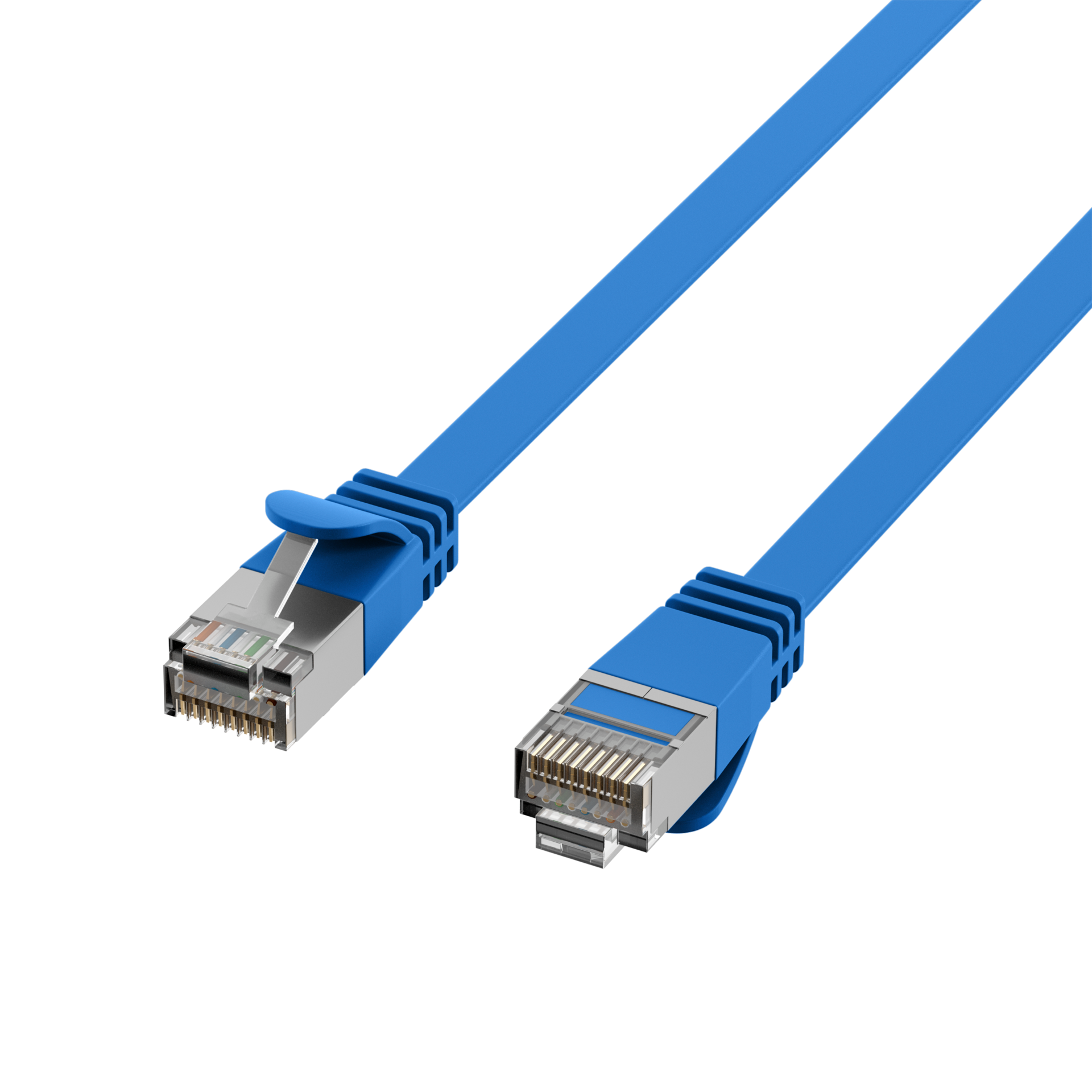 RJ45 Flat Patch Cord Cat.6A U/FTP PVC blue 5m