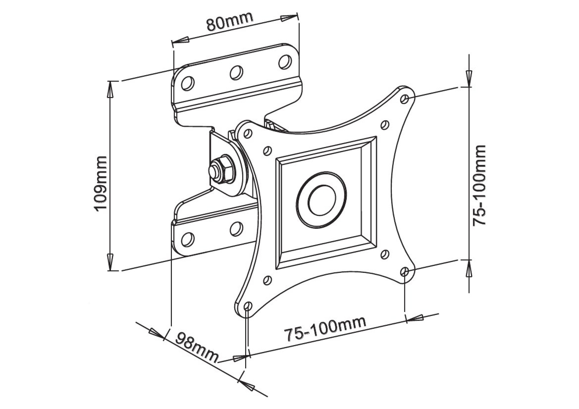 Wall support for LCD TV LED 13"-30" full motion, black