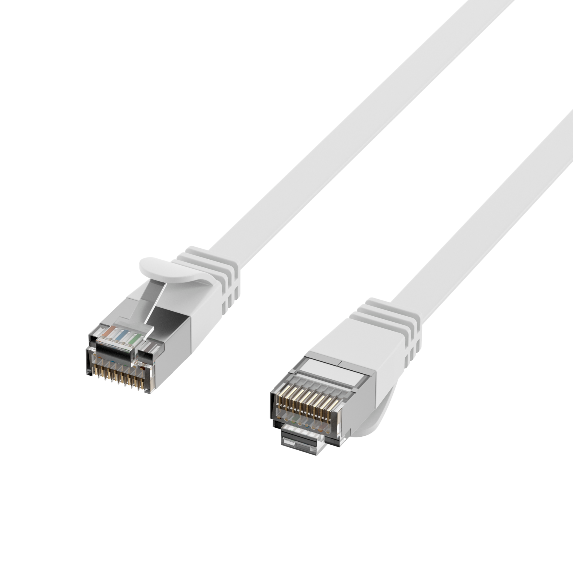 RJ45 Flat Patch Cord Cat.6A U/FTP PVC white 2m