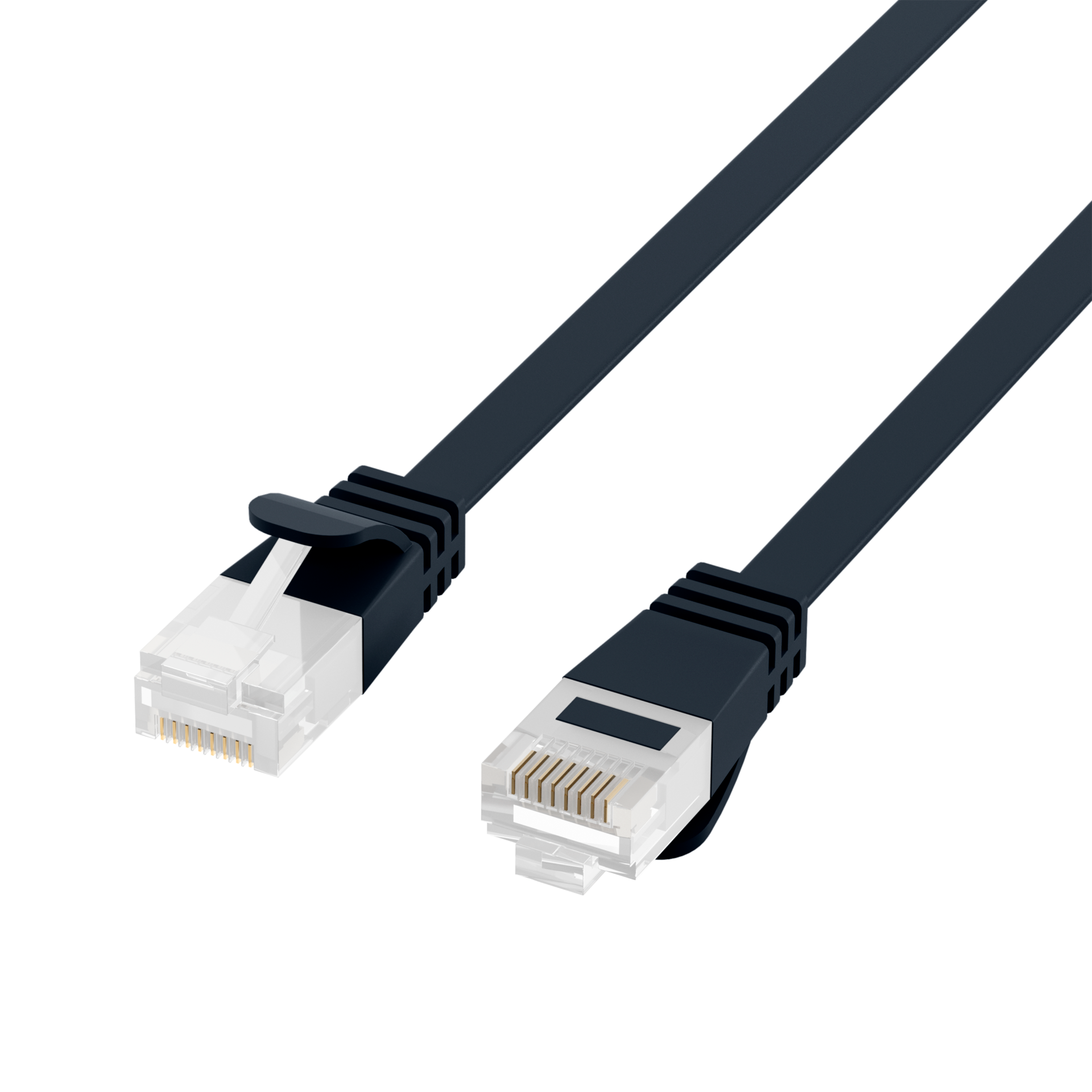 RJ45 Flat Patch Cord Cat.6A U/UTP PVC black 5m