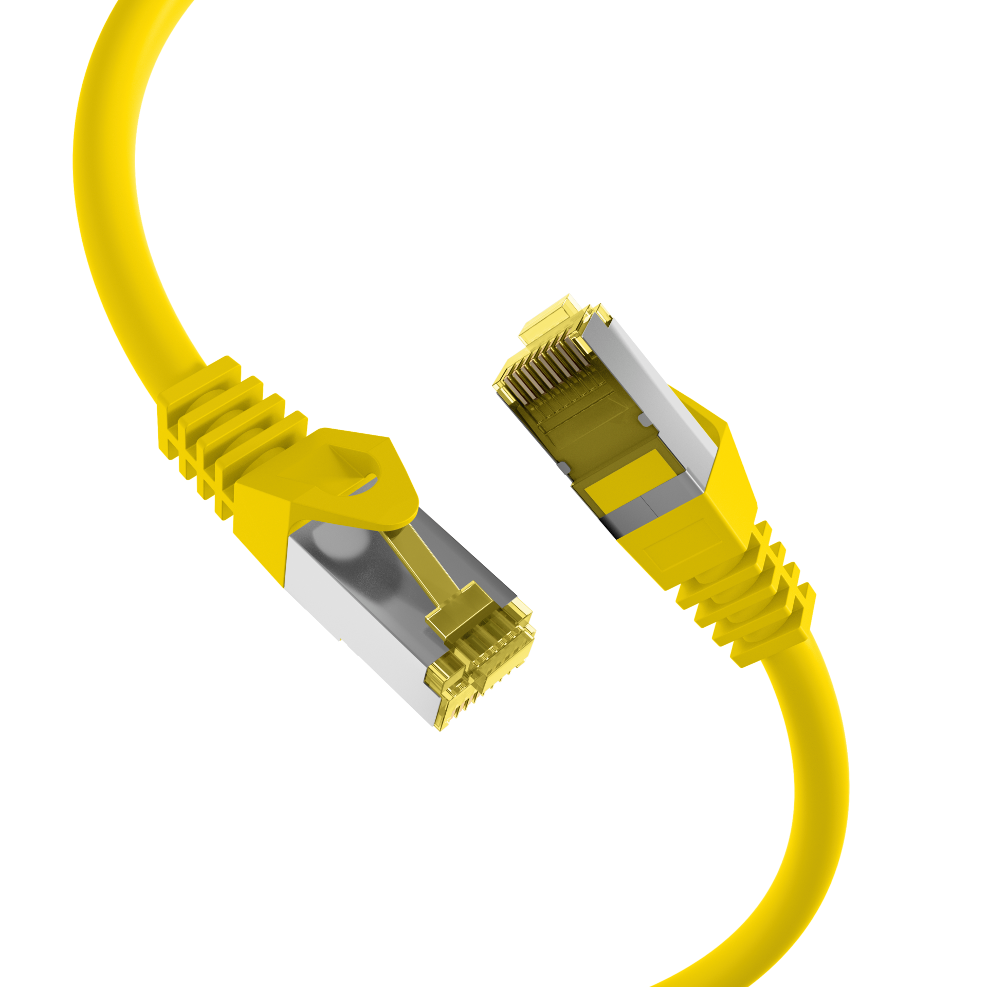 RJ45 Patch cable S/FTP, Cat.6A, LSZH, Cat.7 Raw cable, 0,15m, yellow