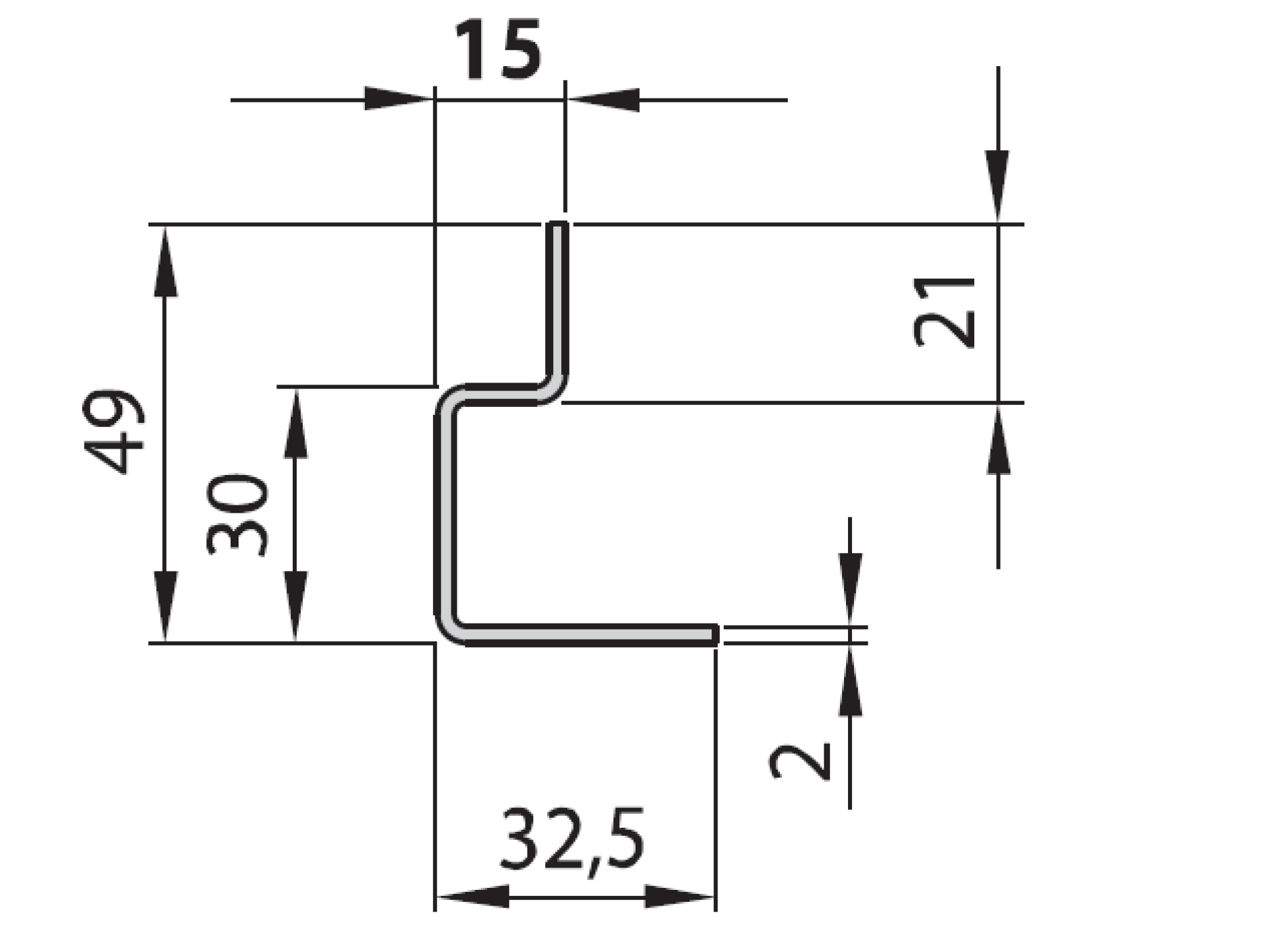 19" Profile Rail for 24U, Set 2 Pieces, for PRO