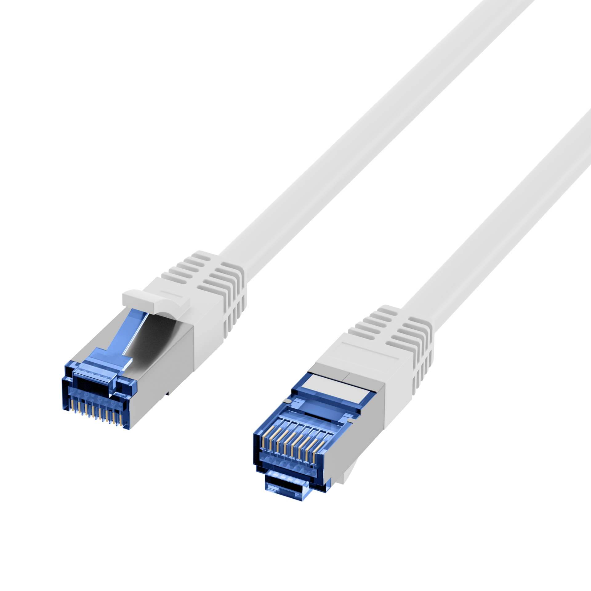 RJ45 Patch Cord Cat.6A S/FTP TPE Cat.7 raw cable superflex white 3m