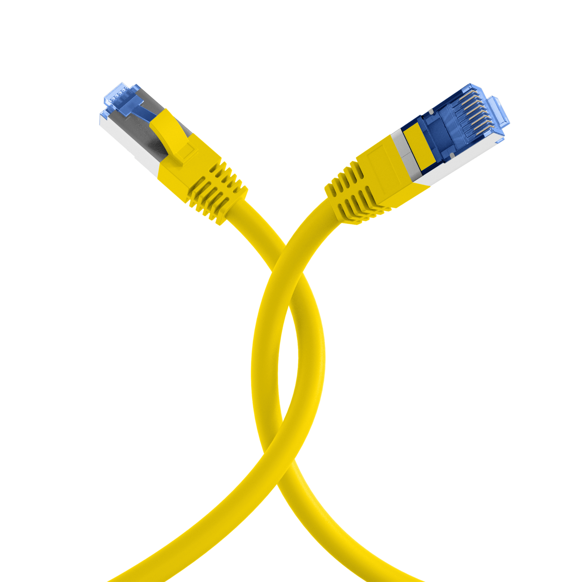 RJ45 Patch Cord Cat.6A S/FTP TPE Cat.7 raw cable superflex yellow 10m