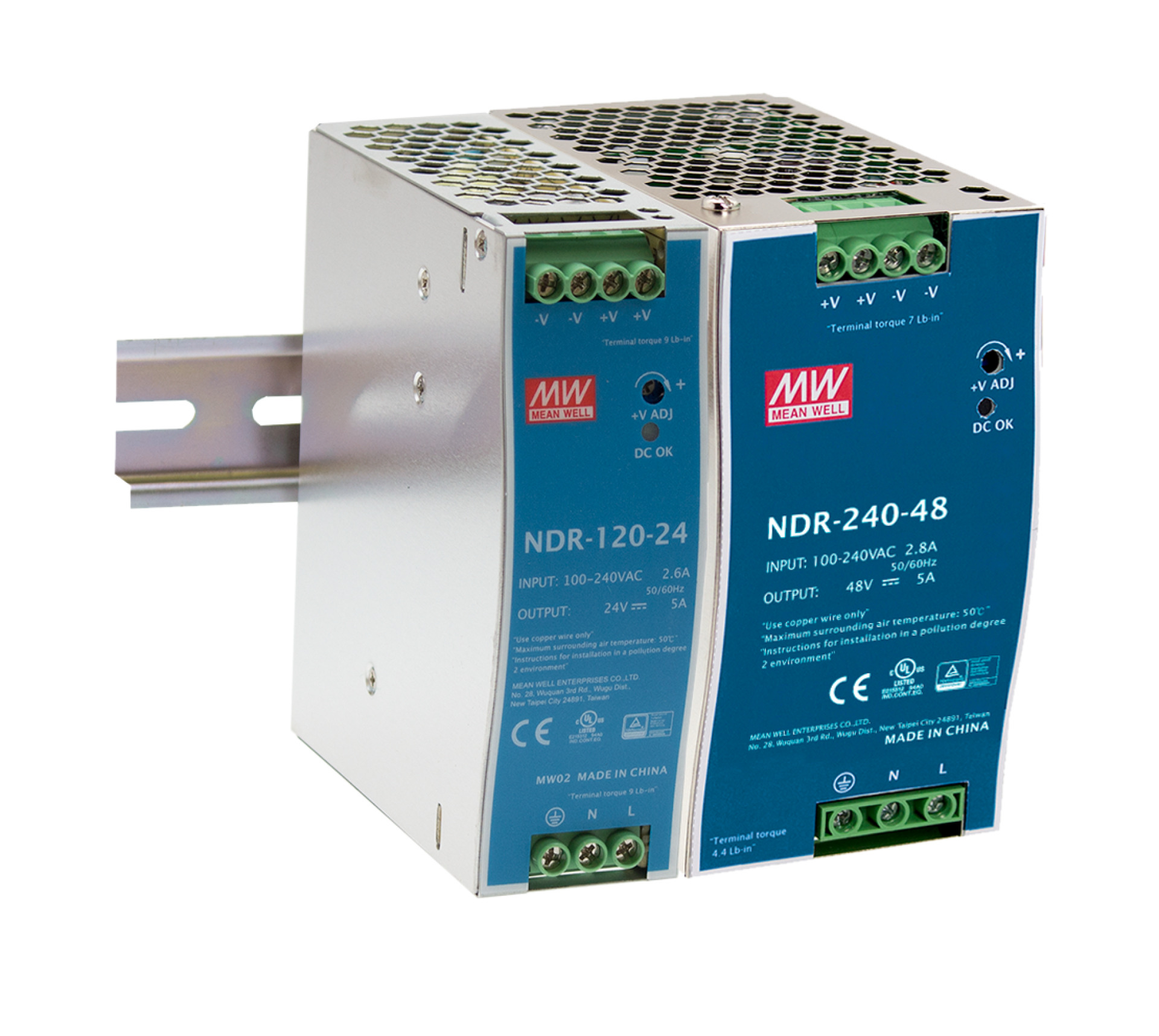 DIN Rail Power Supply 48V,2.5A, 120W, Mean Well