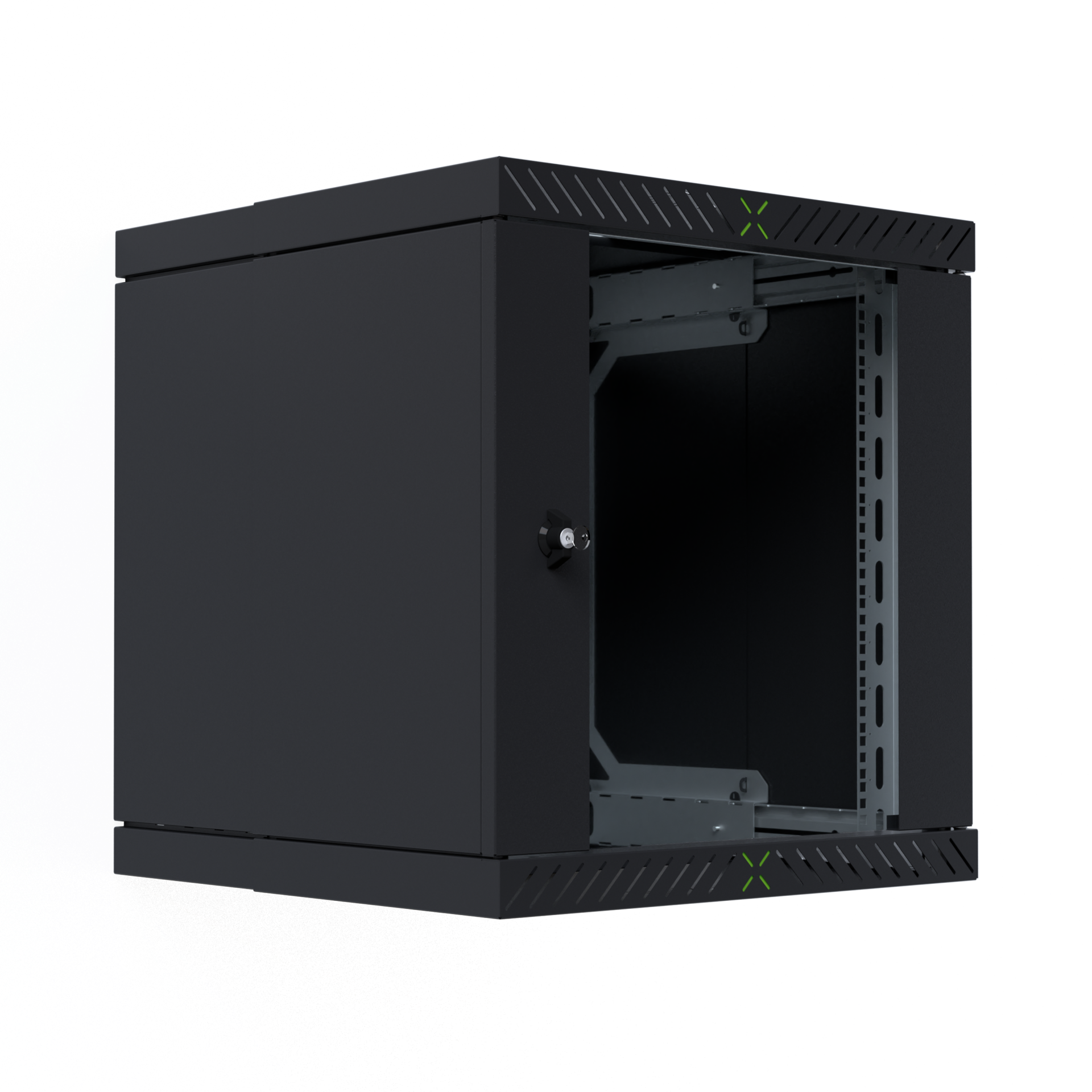 Wall Cabinet X-Rack w. glass door 400-600mm 12U Black RAL9005