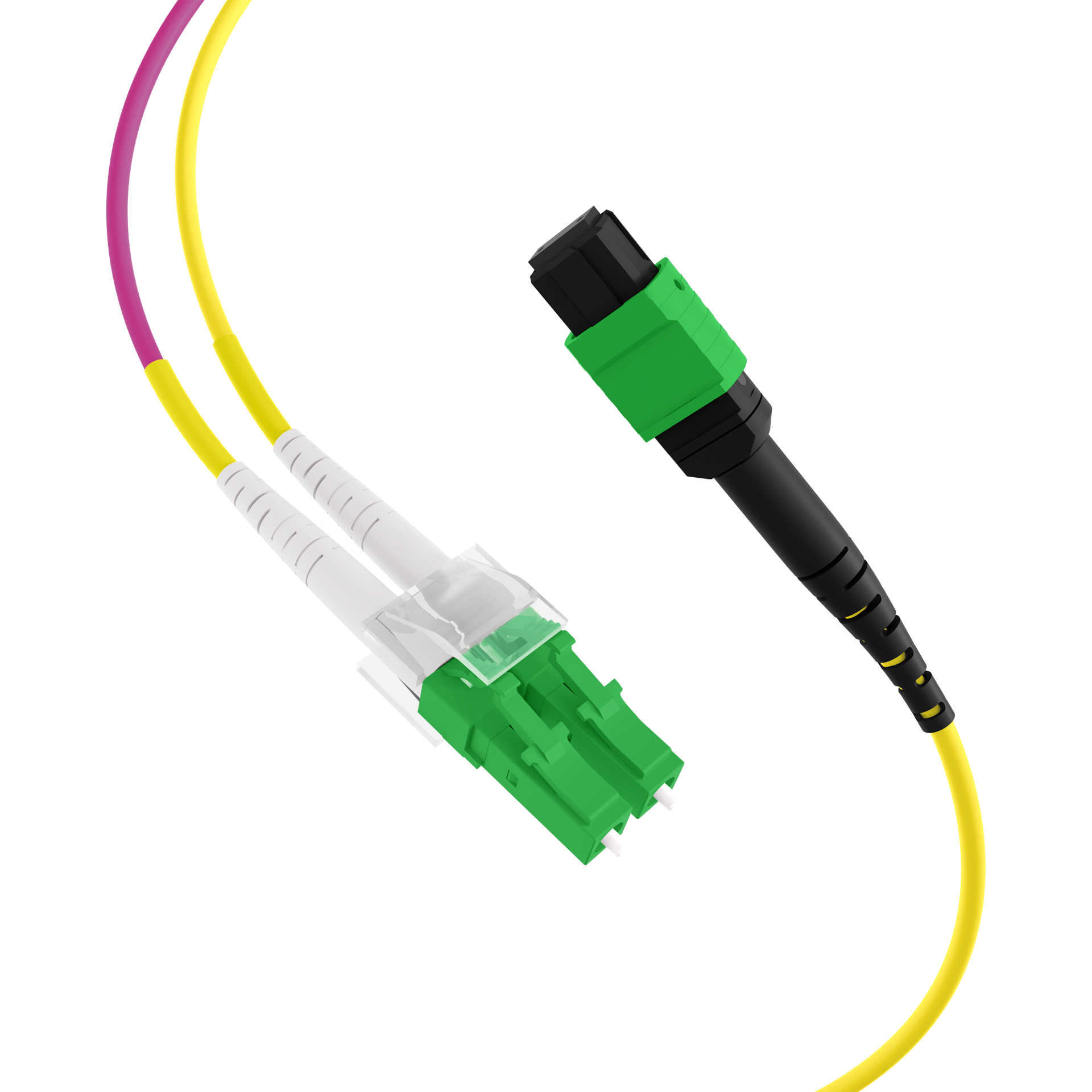 MTP®/APC(F)-LC/APC Trunk cable OS2 12 fibers Typ B LSZH yellow 3m
