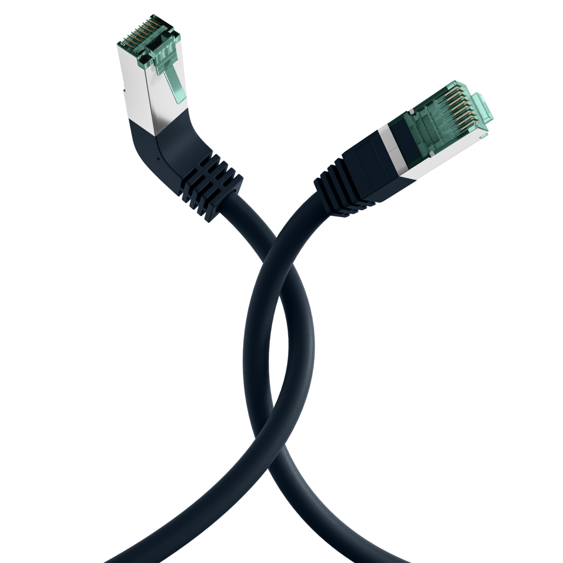 RJ45 Patch Cord Cat.6A S/FTP LSZH 1x90° black 0,25m