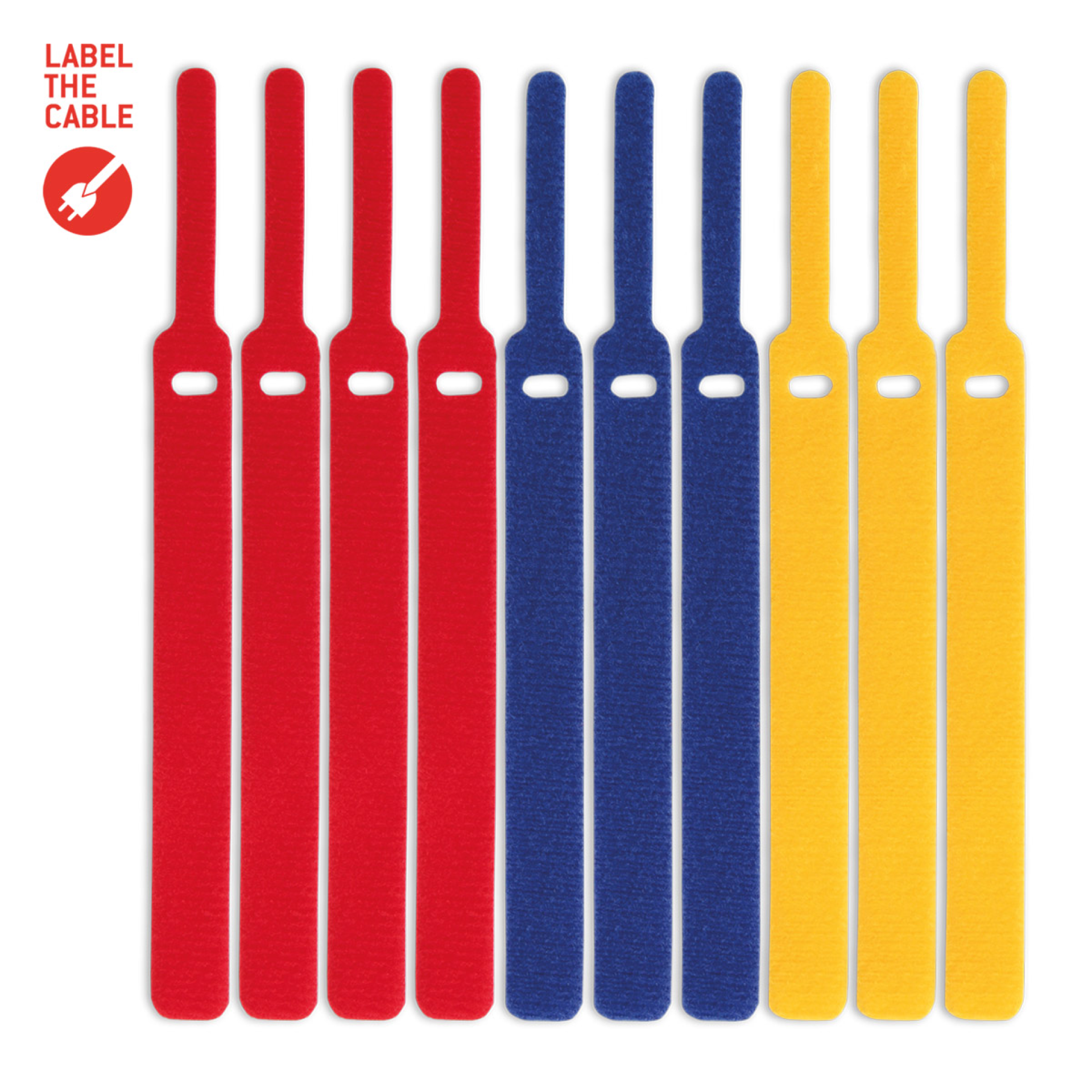 LTC BASIC STRAPS, hook and loops set of 10 pcs yellow/blue/red