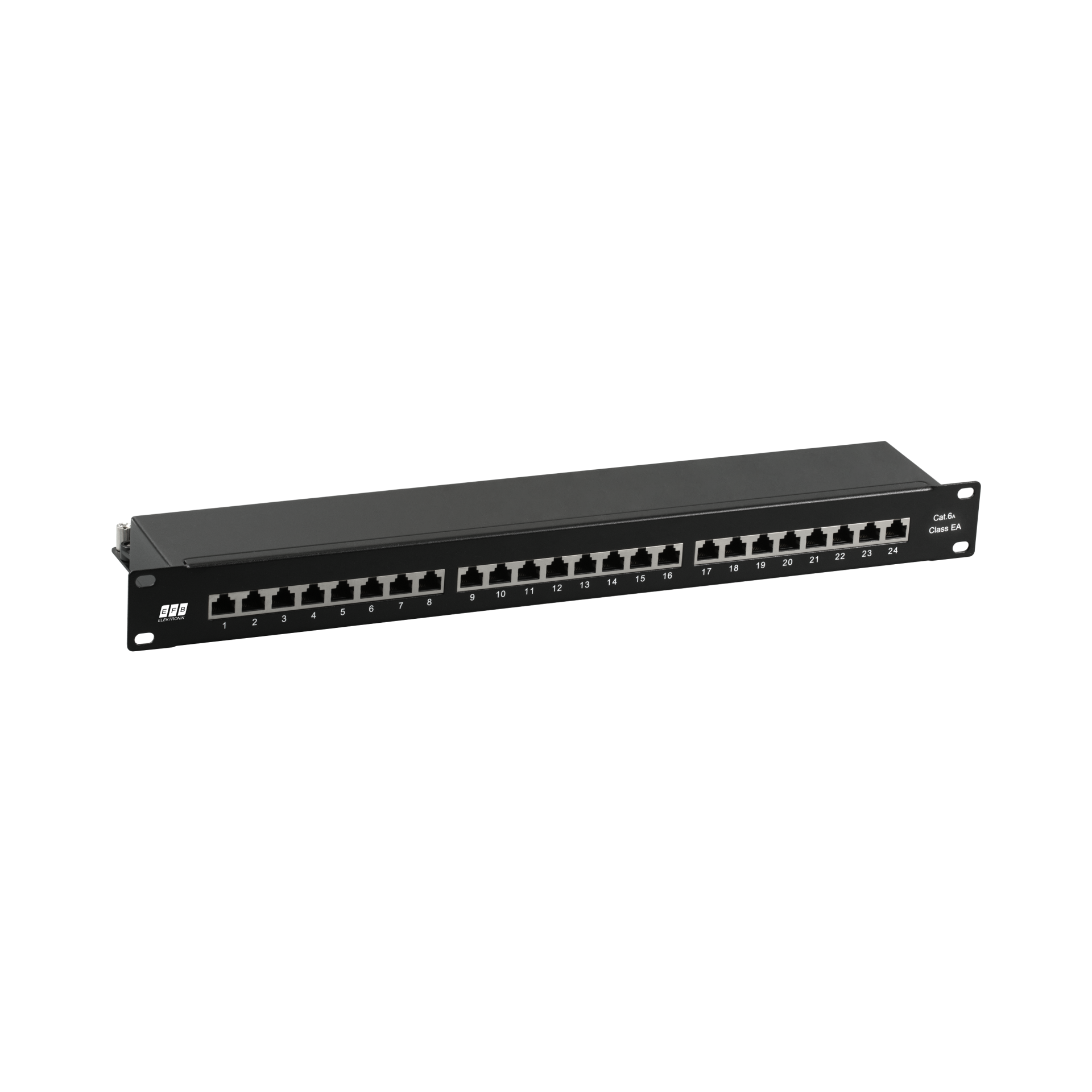 Patchpanel STP 24xRJ45 Cat.6A, 19“ 1U, RAL9005 black Patchpanel STP 24xRJ45 Cat.6A, 19“ 1U, RAL9005 black