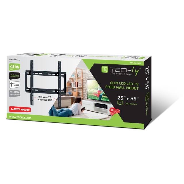 Wall Bracket for LCD LED TV 25-56" Slim, Fixed, Black