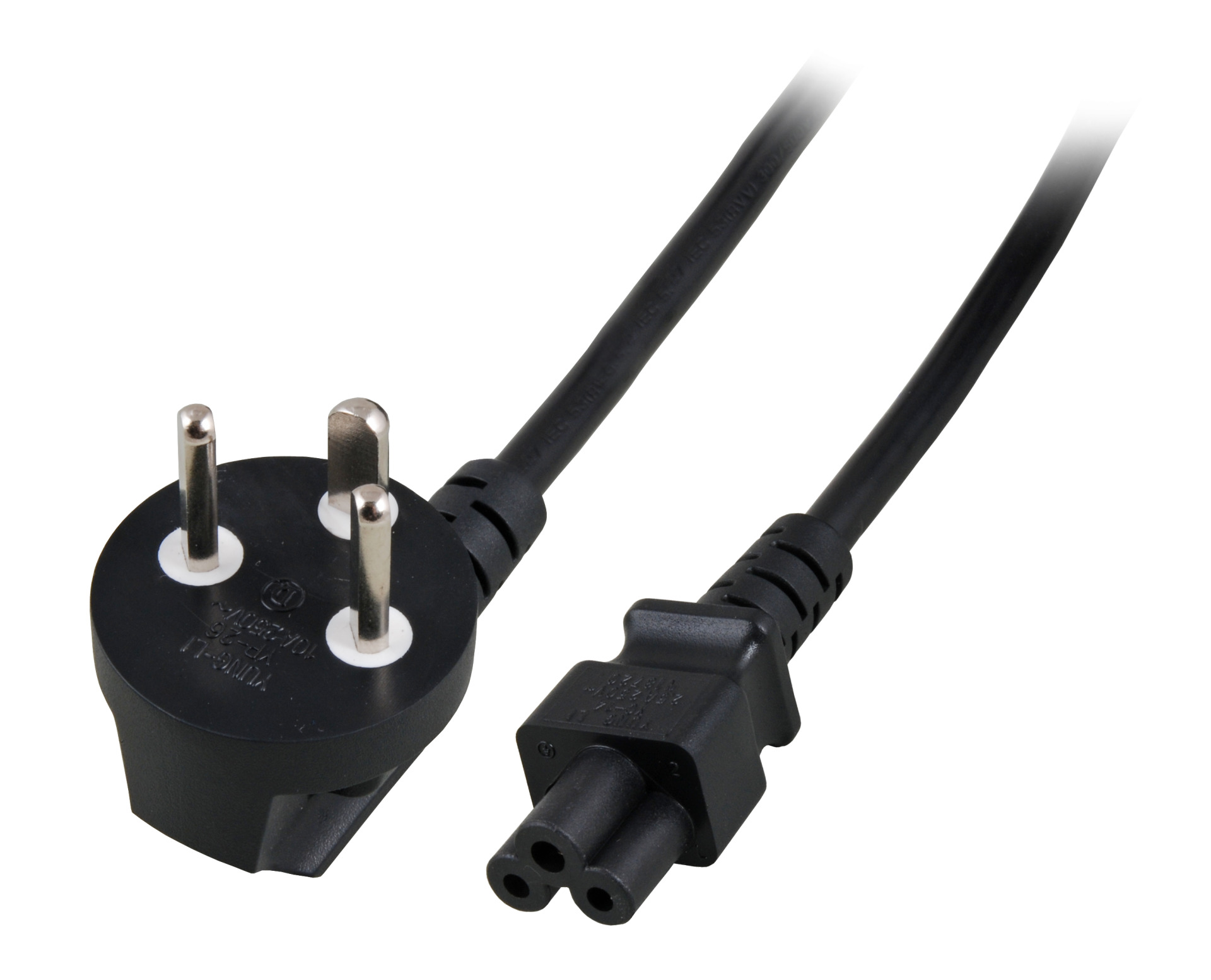 Power Cable Denmark DPin 90° - C5 180°, Black, 1.8 m, 3 x 0.75 mm²